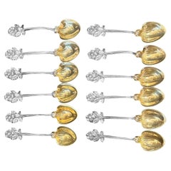 CHRISTOFLE 1880 Marquise PAIVA Sterling strawberry service very rare 14 pieces