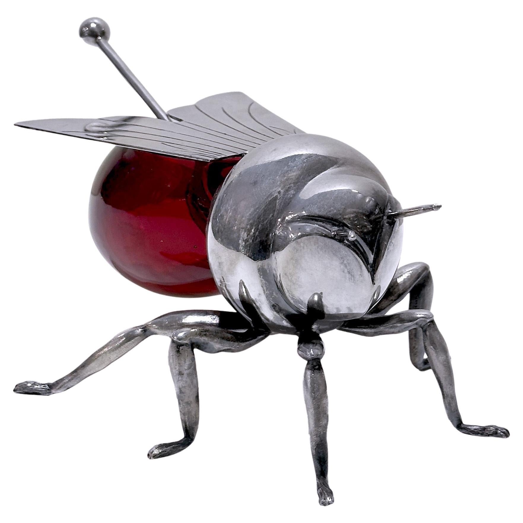 Mappin & Webb vaso da miele rosso Honey bee, 1910 circa