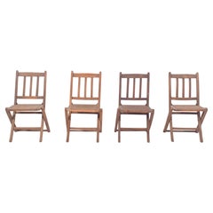 20th Century Set of Four Wooden Folding Chairs