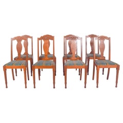 20th Century Set of Eight Oak Rustic Danish Chairs