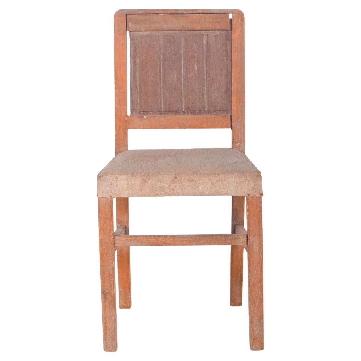 Chaise en bois du 20ème siècle avec tapisserie beige