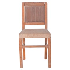 Chaise en bois du 20ème siècle avec tapisserie beige