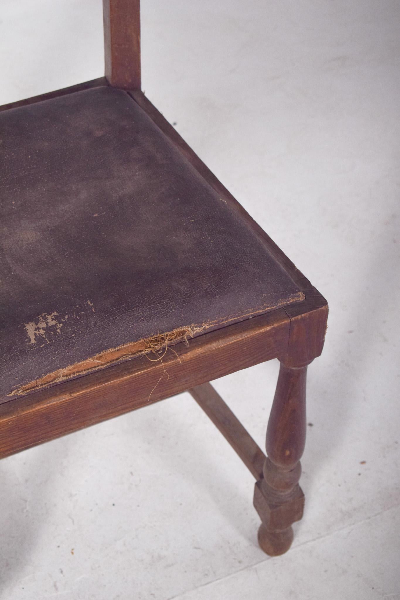 Wood 20th Century Rustic Chair with a Heart on the Back. For Sale