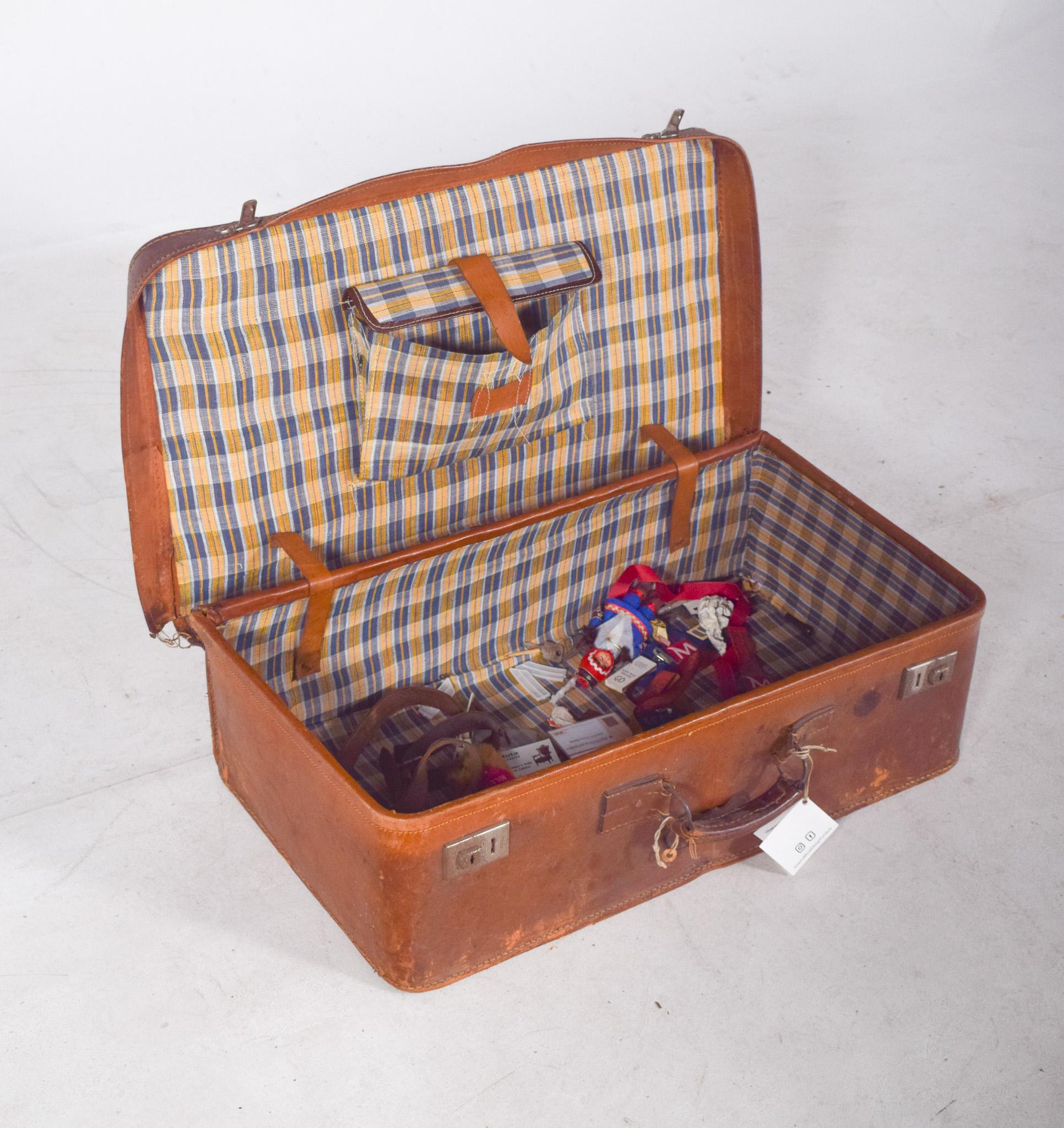 Pelle Borsa da viaggio in pelle danese di metà secolo in vendita