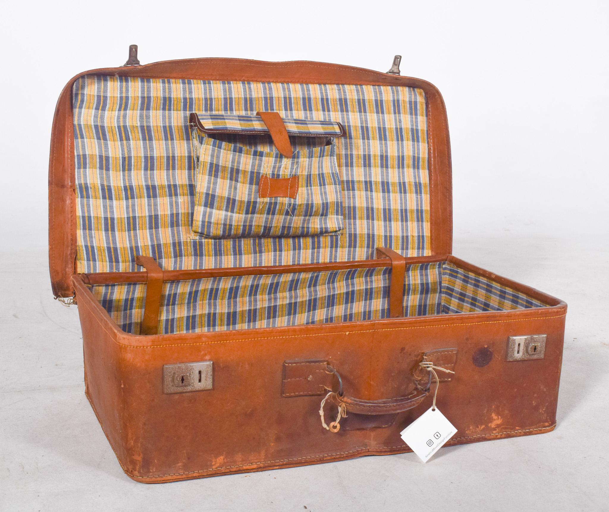Borsa da viaggio in pelle danese di metà secolo in vendita 1