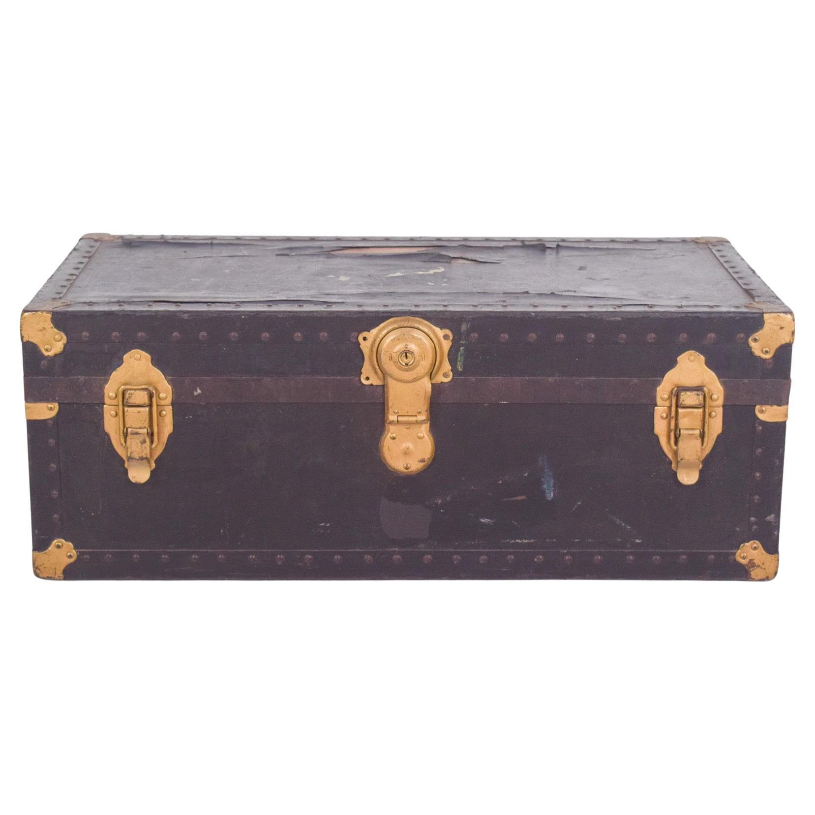 Sac de voyage Mid Century Antiques recouvert de cuir noir