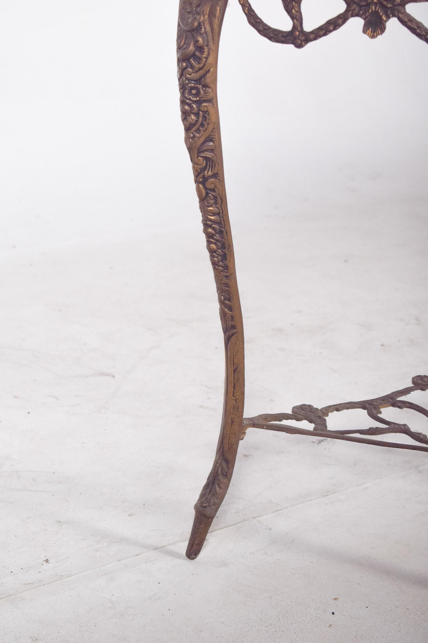 Iron Portuguese Rustic Half-moon Table with Marble Top For Sale