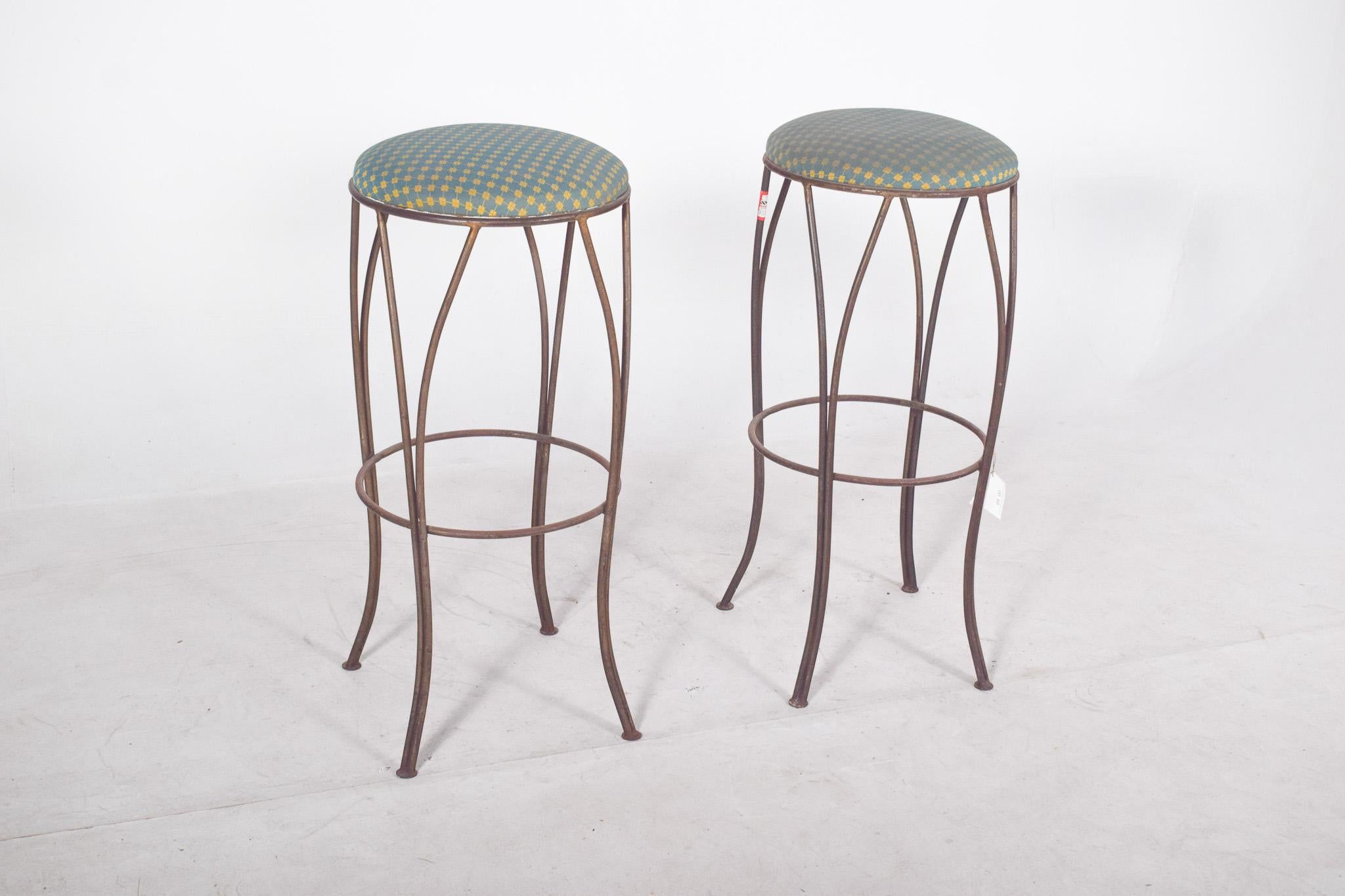 Mid-Century Modern Mid-Century Danish Pair of Metal High Stools For Sale