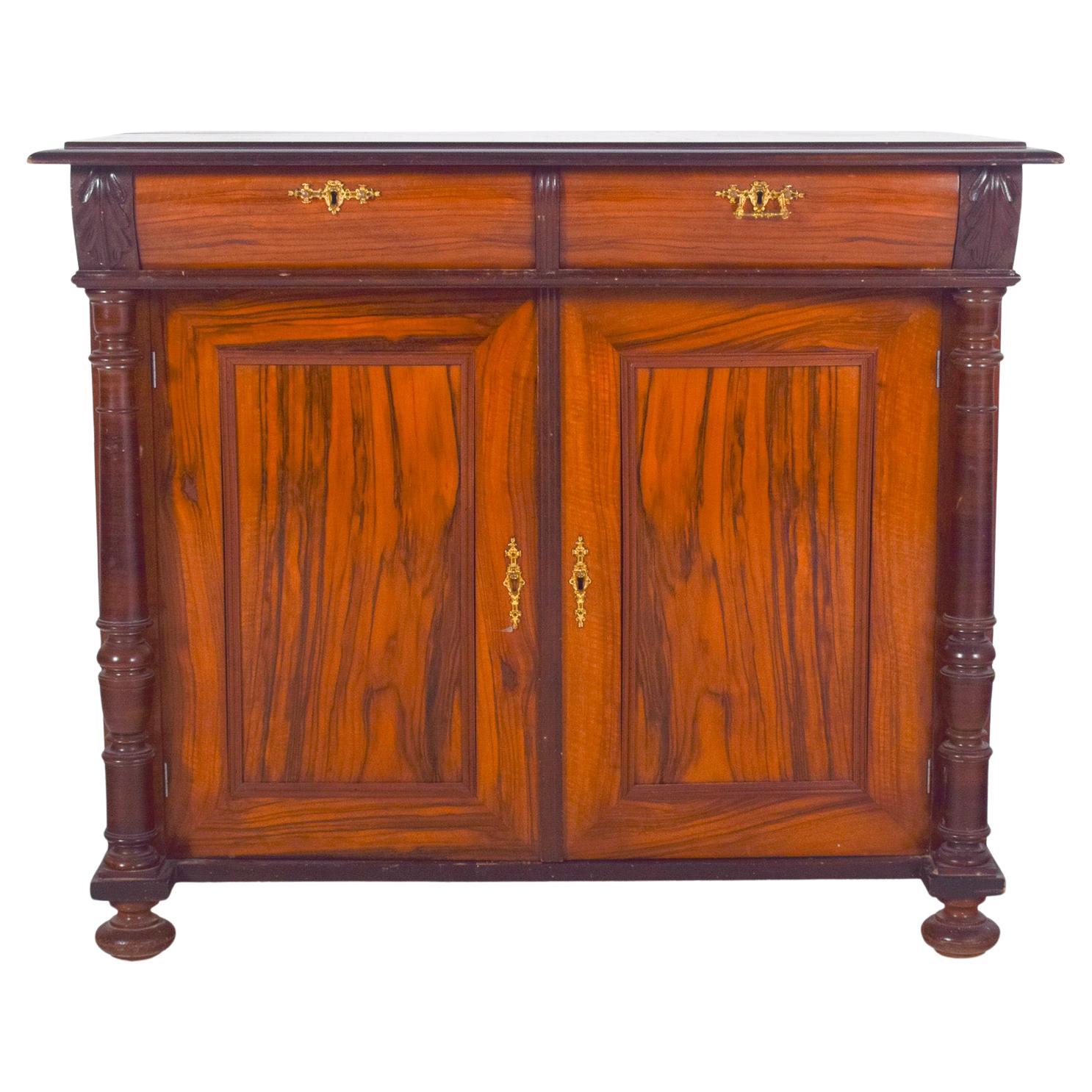 Antique English Walnut Tall Sideboard