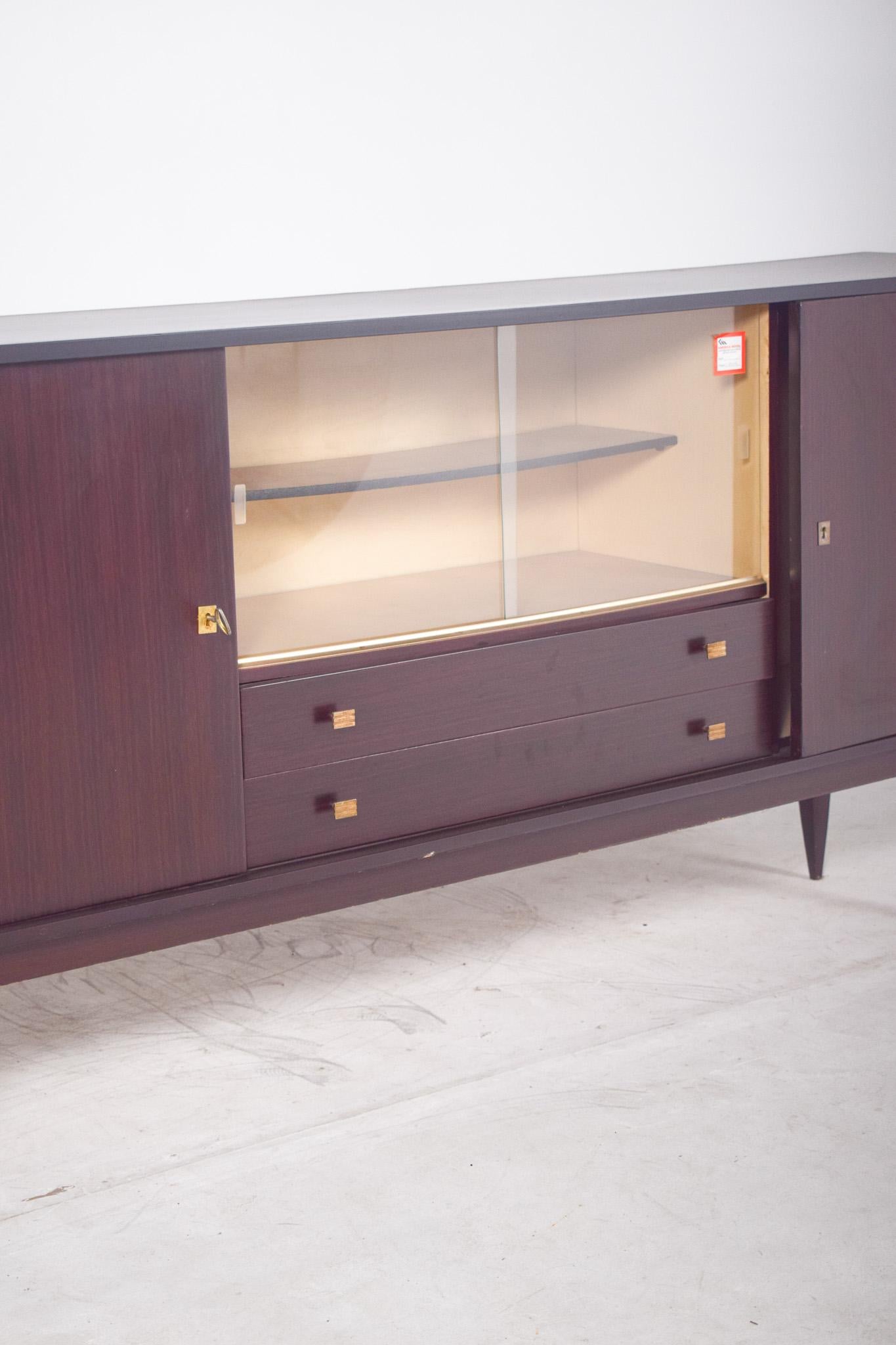 Antique Italian Macassar Veneered Sideboard In Fair Condition For Sale In Lisboa, Lisboa