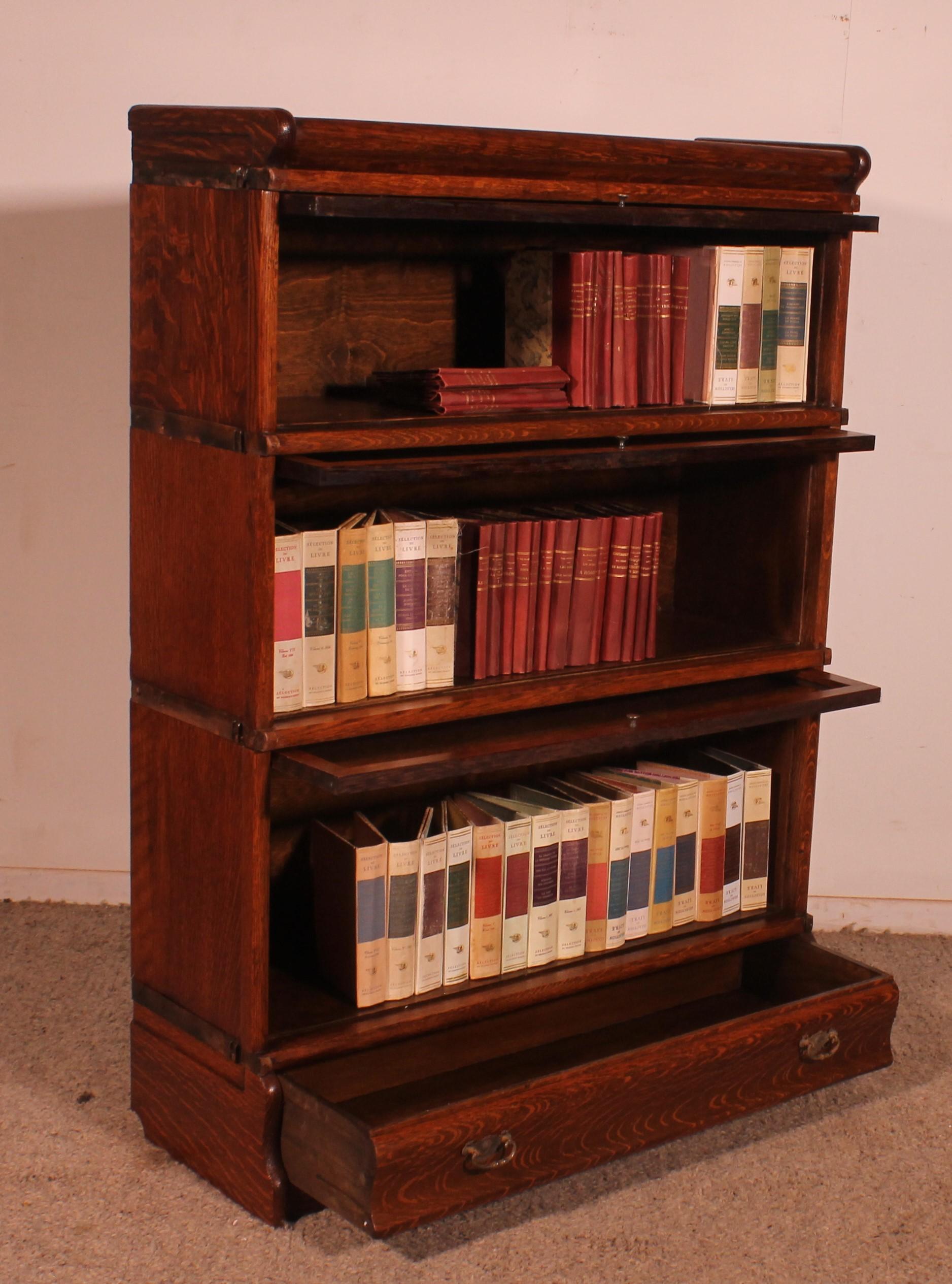 XIX secolo Libreria Globe Wernicke Oak Set Di 3 in vendita