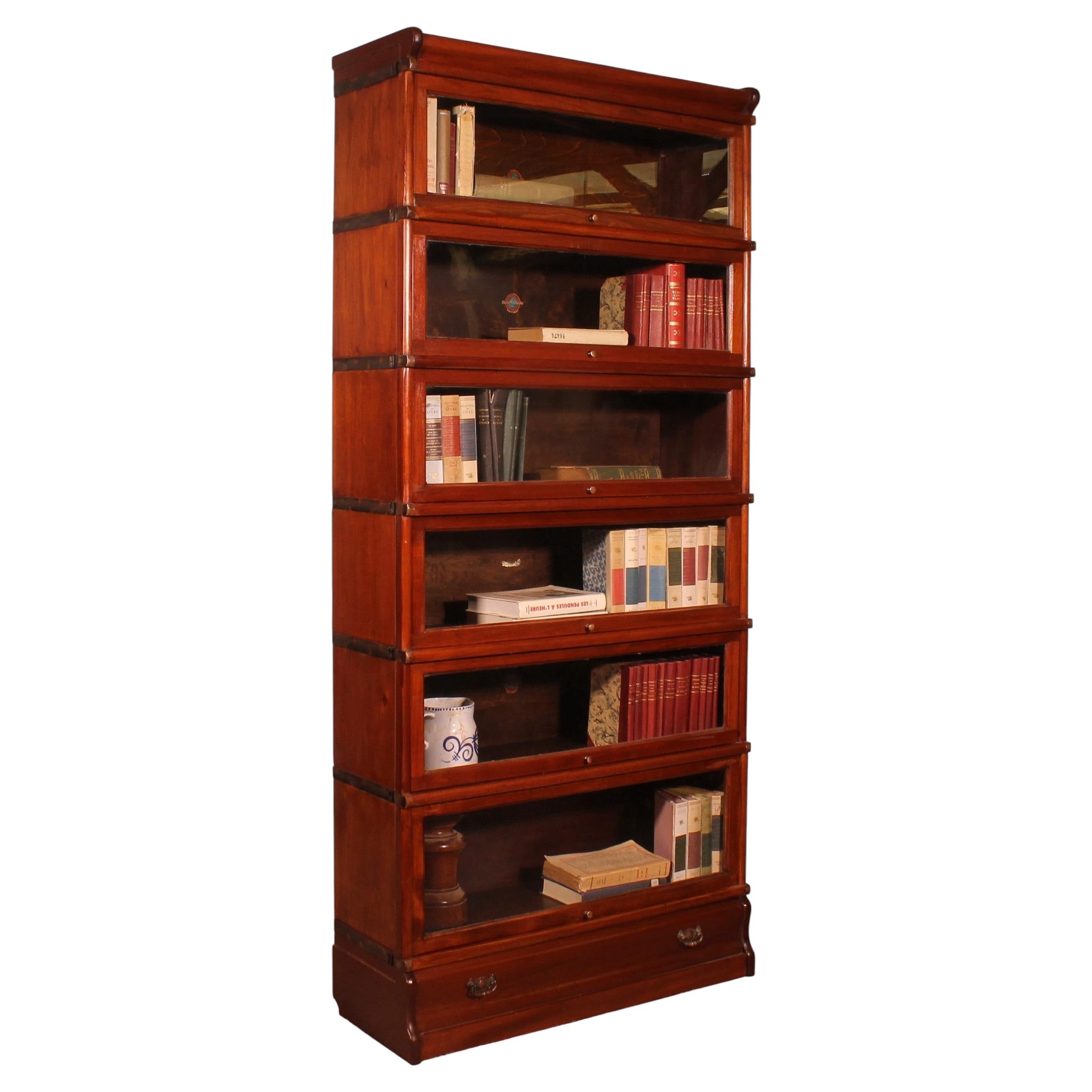 Globe Wernicke Mahogany Bookcase Of 6 Elements With A Drawer For Sale