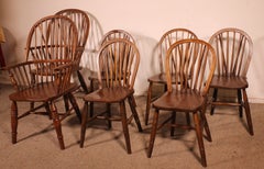 Set Of 5 Chairs And 2 Windsor Armchairs—19th Century