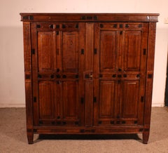 17th-century 2-door Cupboard In Oak And Ebony - Netherlands