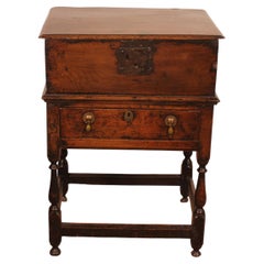 Oak Bible Box With Original Base- 17th Century