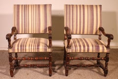 Paire de fauteuils de l'époque Louis XIII en noyer — XVIIe siècle