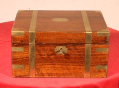 Solid Walnut Campaign Writing Slope With Secret Compartment, 19th Century