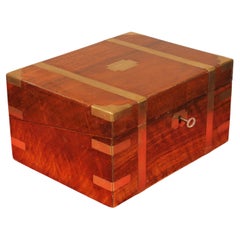 Solid Walnut Campaign Writing Slope With Secret Compartment, 19th Century