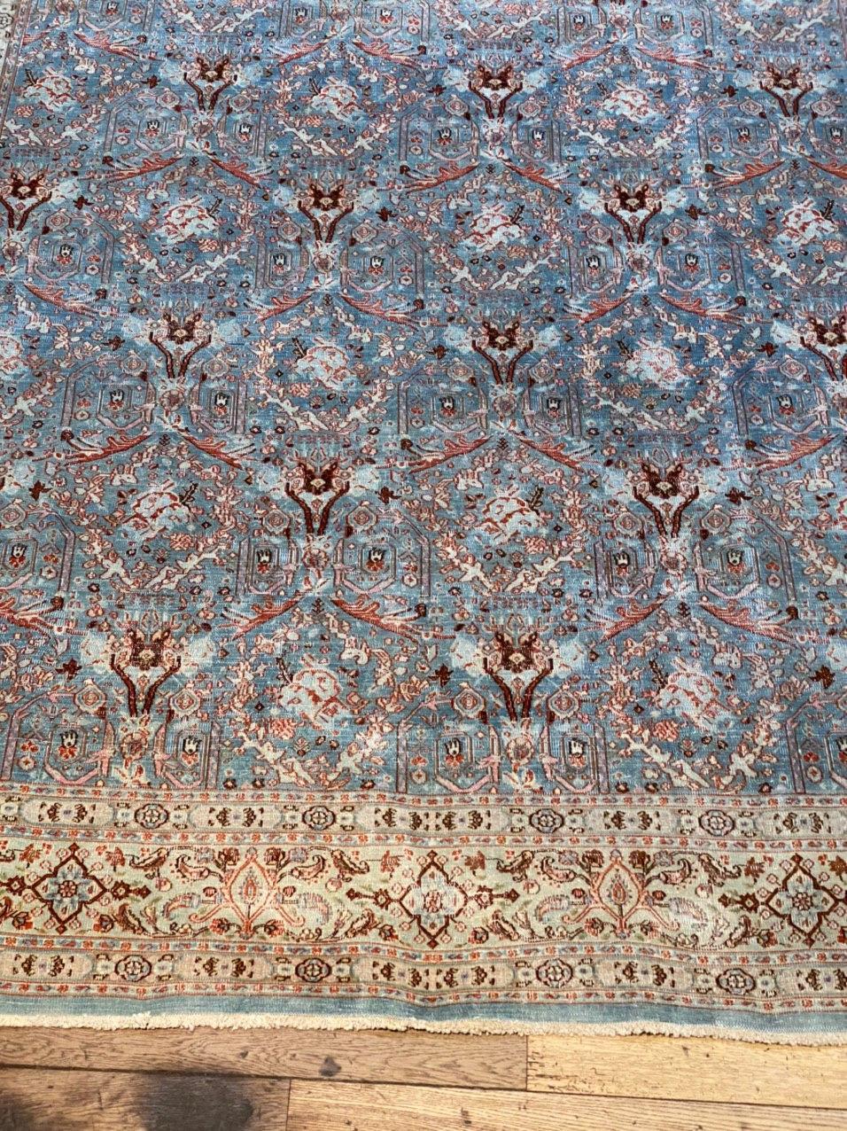 Antique Persian Tabriz Area Rug In Good Condition For Sale In New York, NY