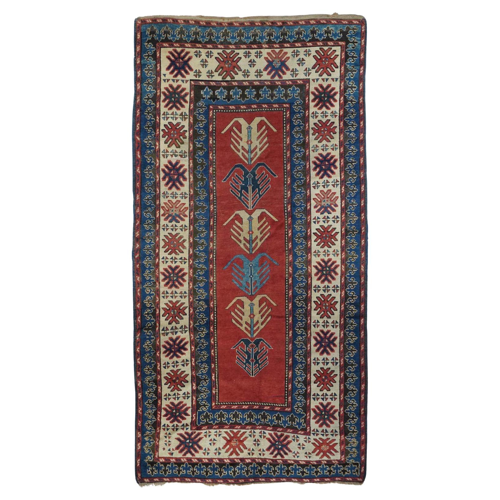 Antique Caucasian Kazak Long Rug 5'2" x 10'1" For Sale