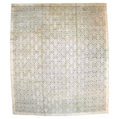 Vintage Tibetan Decorative Wool and Silk Rug 12’9” x 14’9”