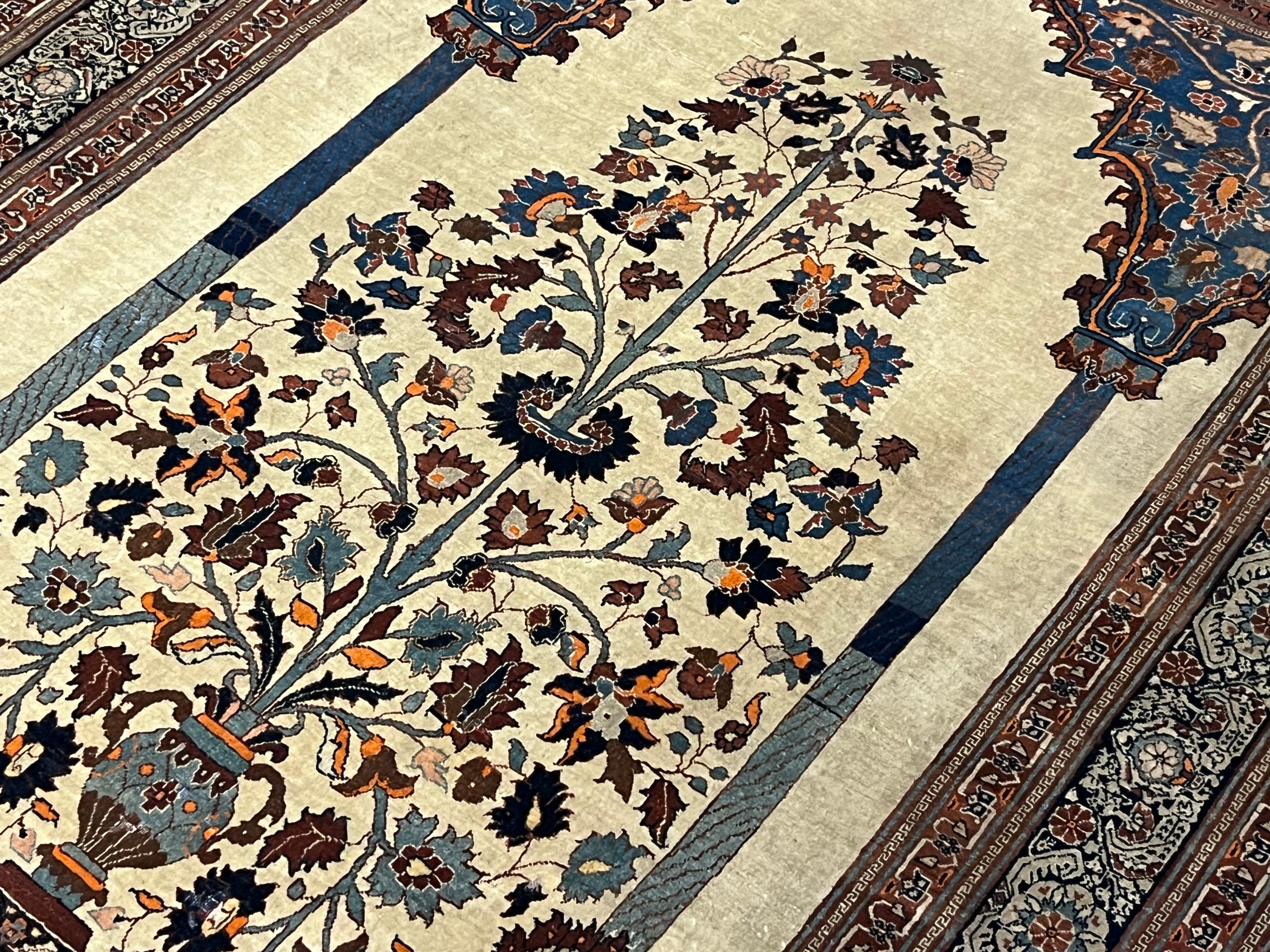 Feine antike persische Haji Jalili Tabriz Teppich 4'6