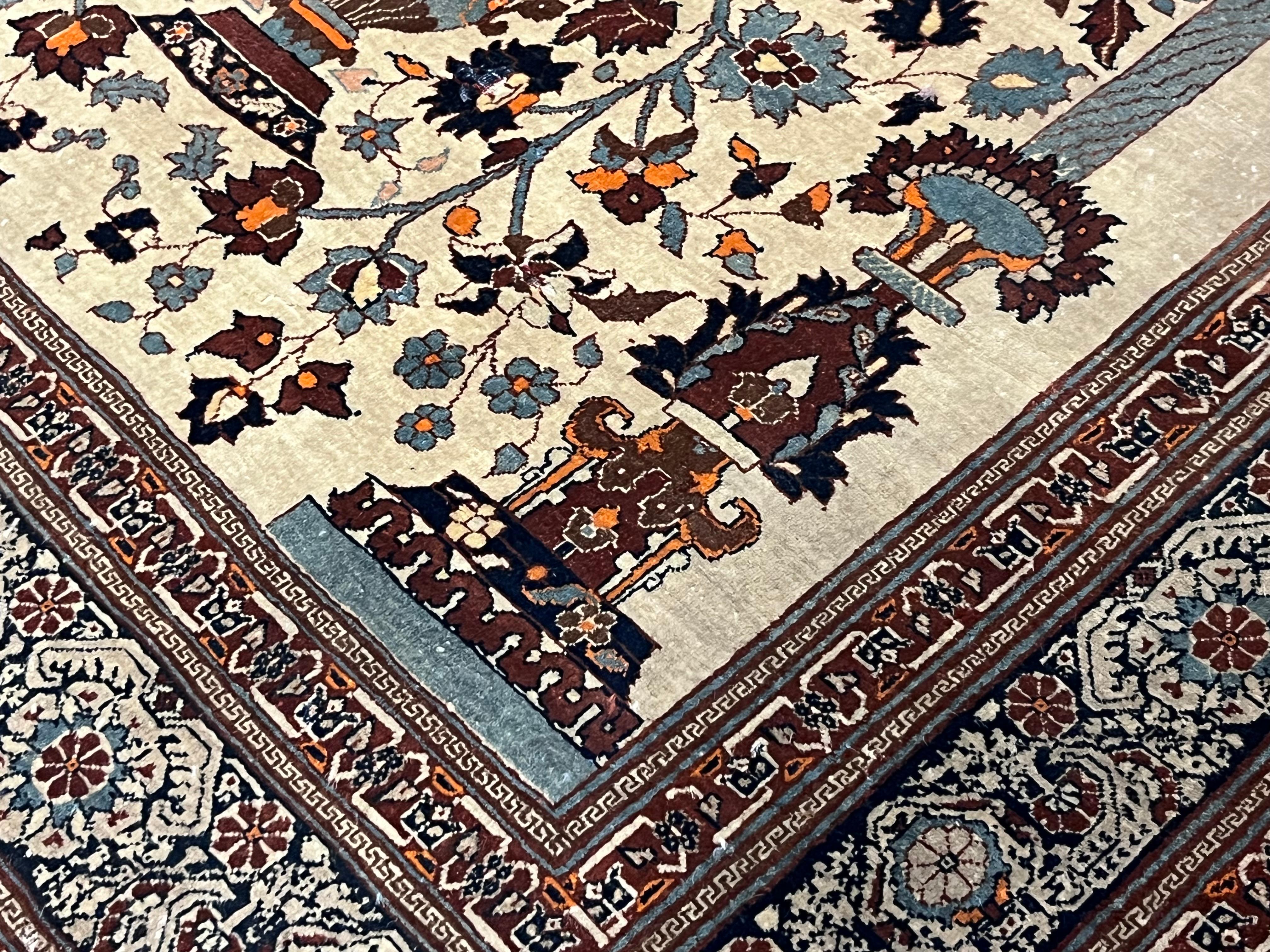 Feine antike persische Haji Jalili Tabriz Teppich 4'6