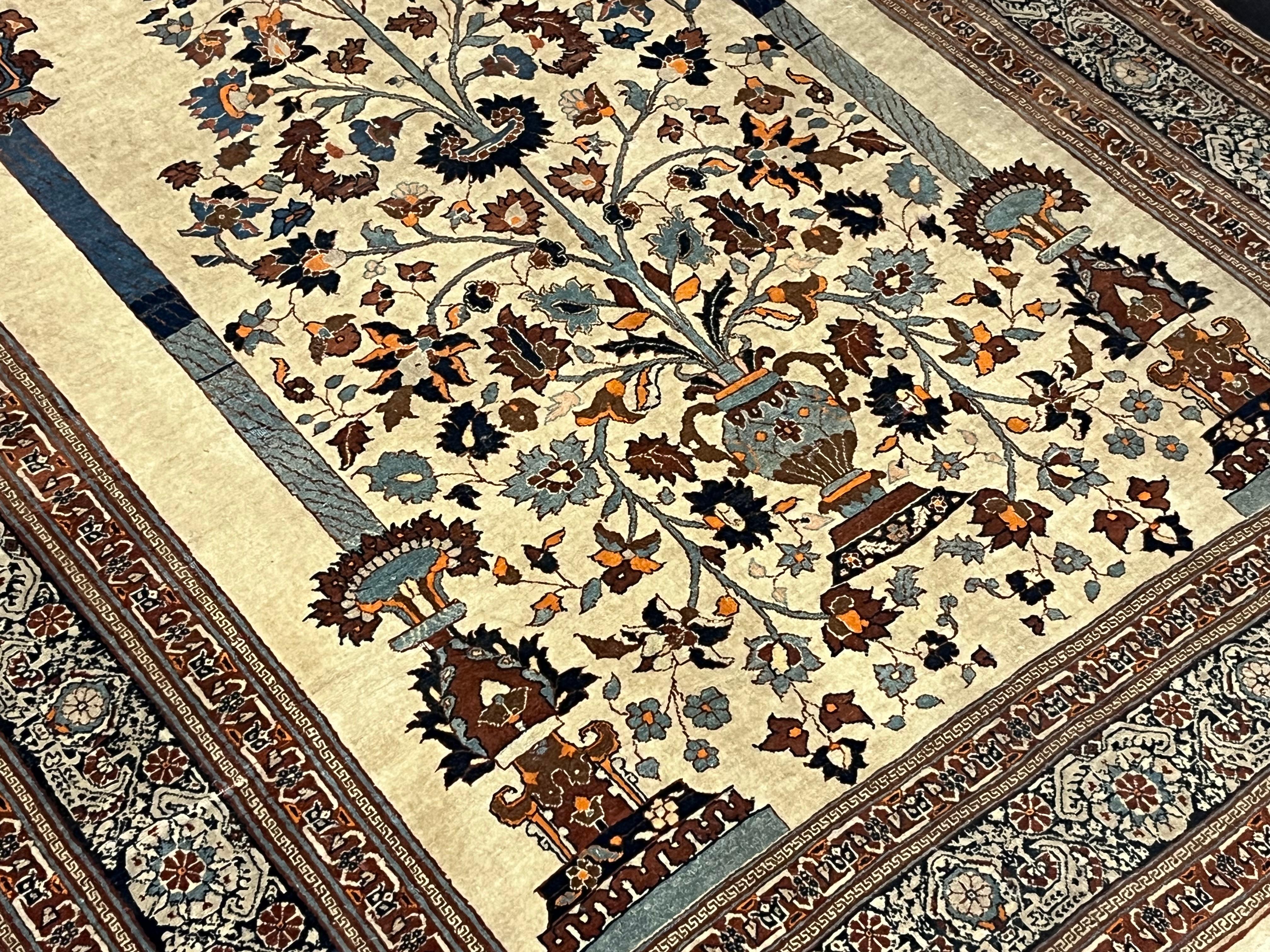 Feine antike persische Haji Jalili Tabriz Teppich 4'6