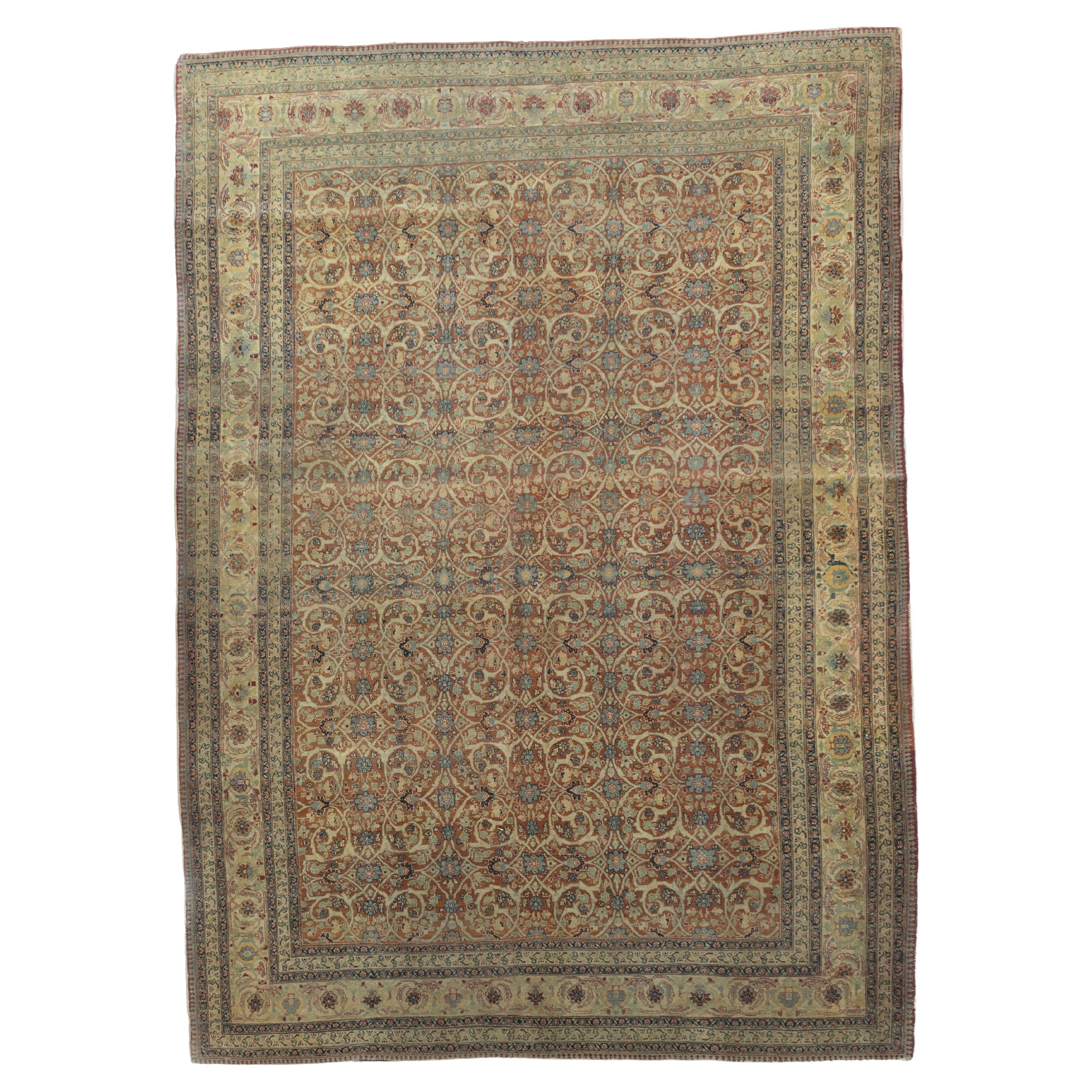 Feine antike persische Haji Jalili Tabriz Teppich 6'7" x 9'2" im Angebot