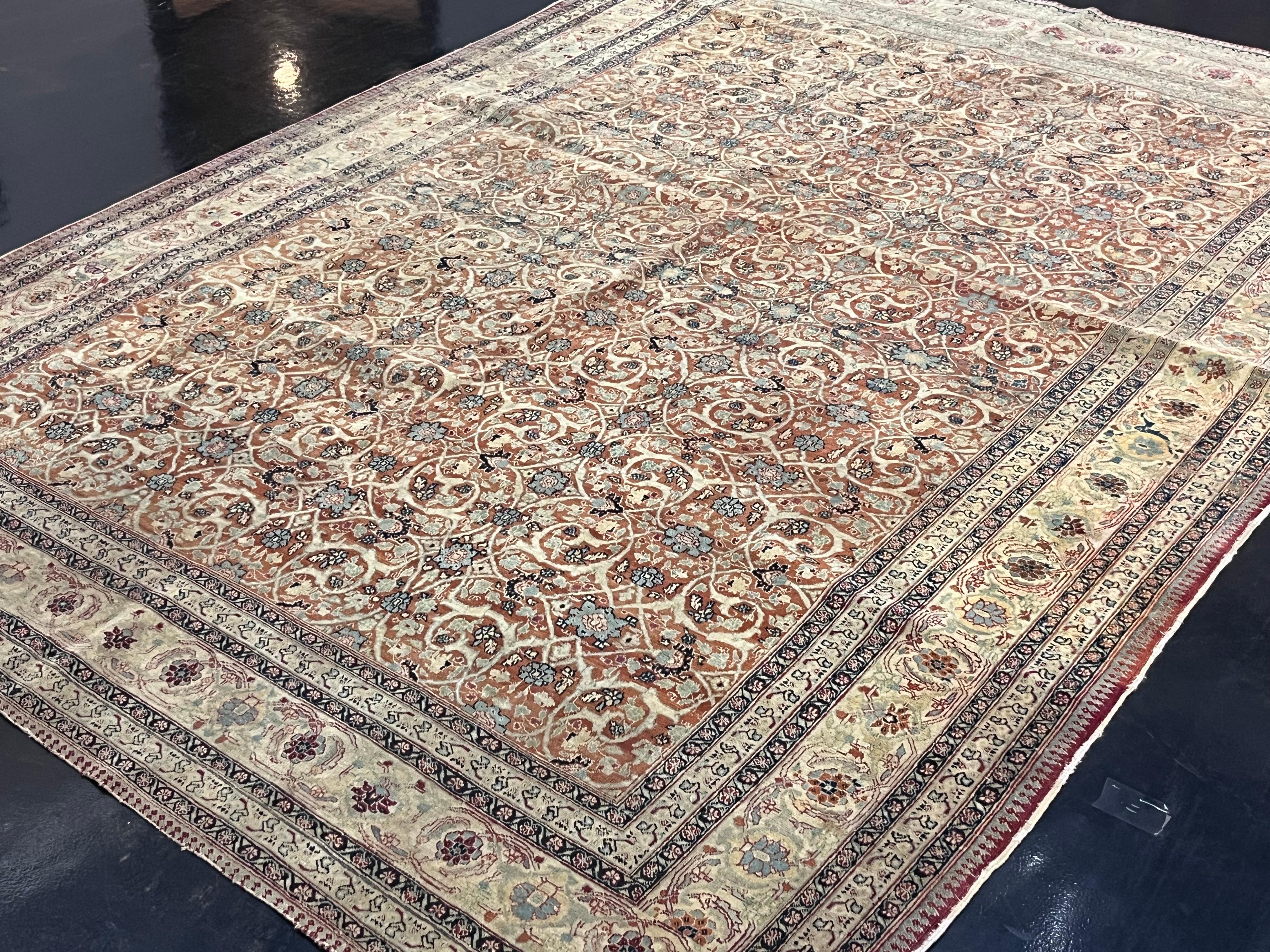 Feine antike persische Haji Jalili Tabriz Teppich 6'7