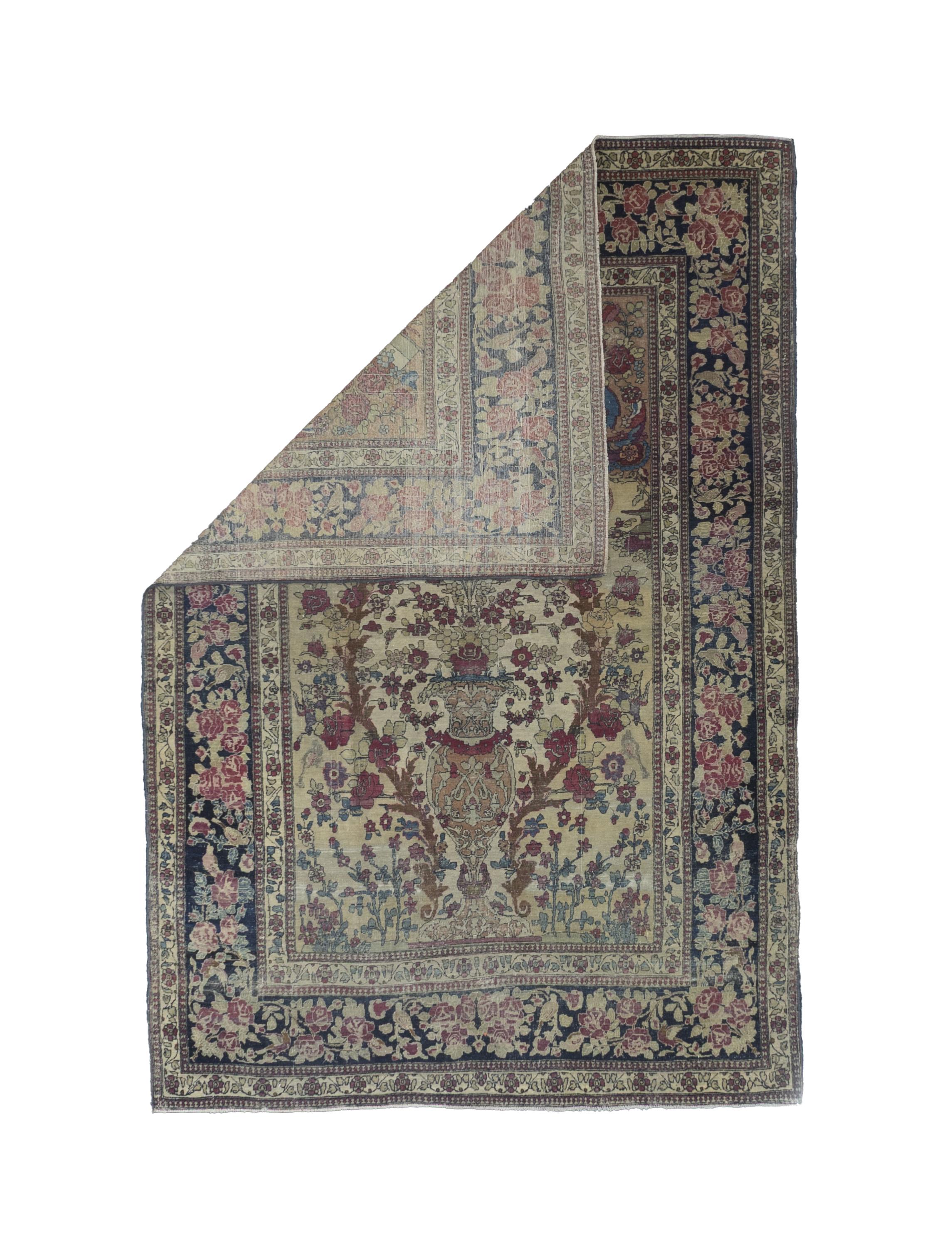 Feiner antiker persischer Teheran-Teppich 4'9