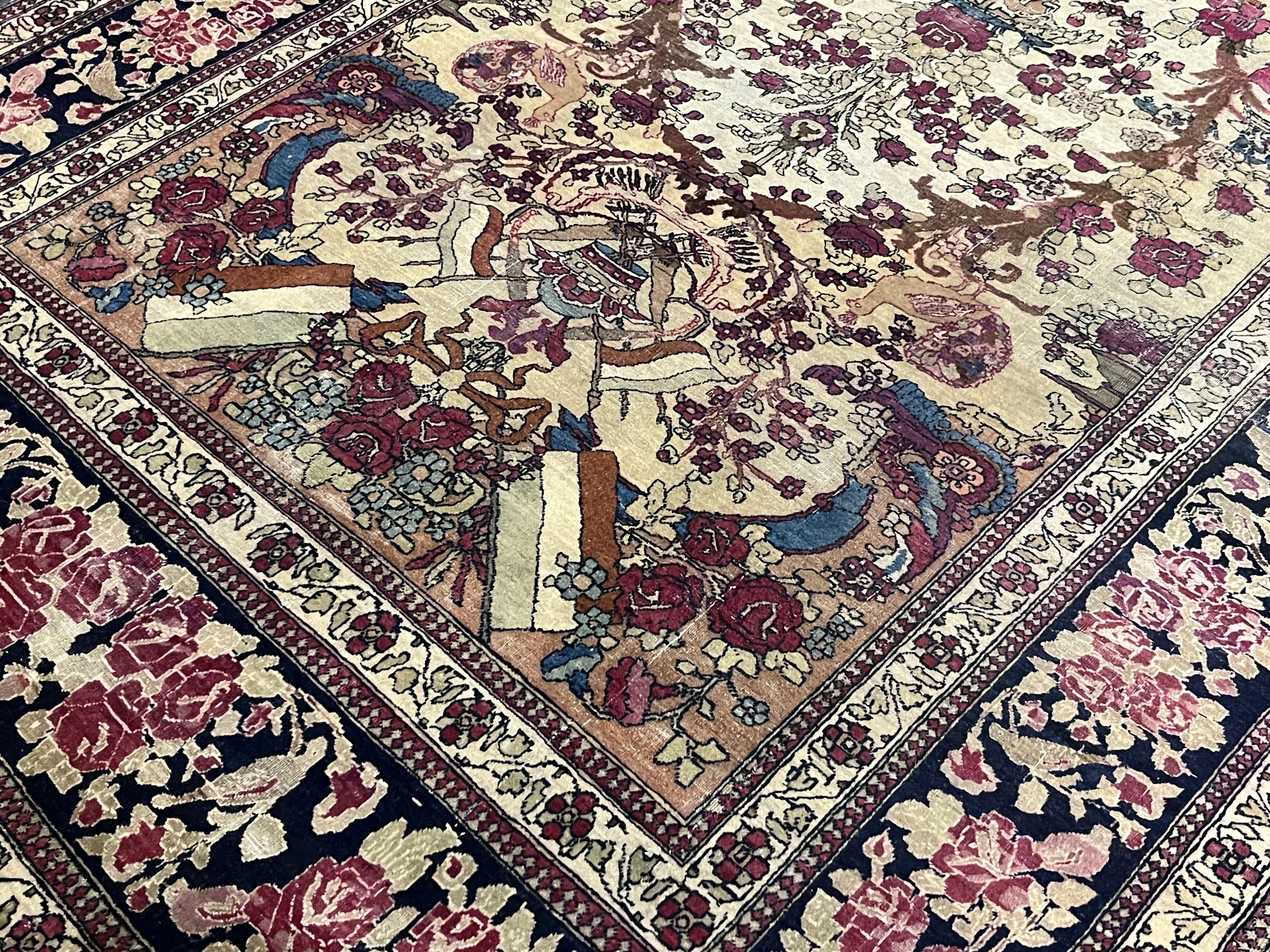 Feiner antiker persischer Teheran-Teppich 4'9