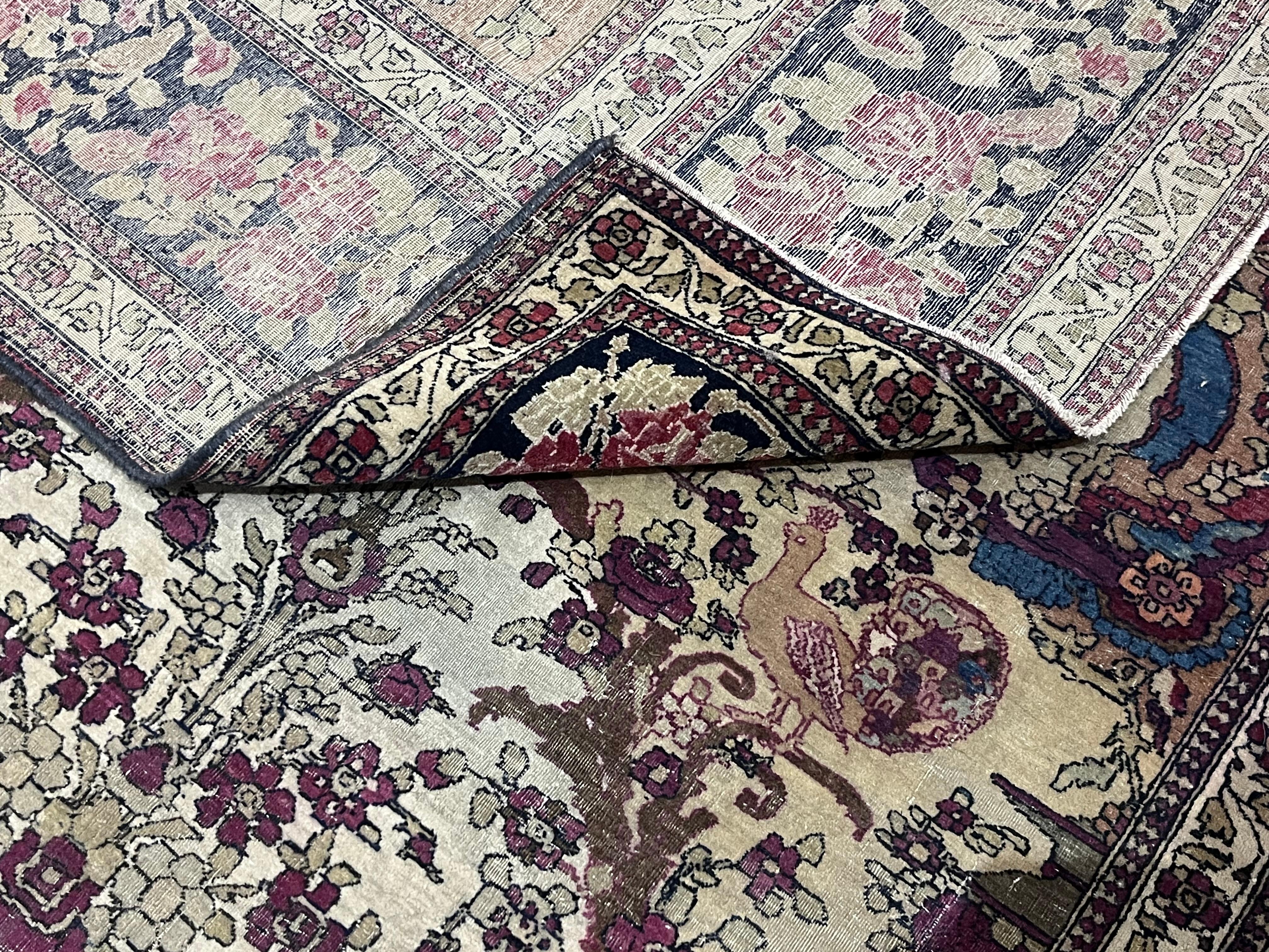 Feiner antiker persischer Teheran-Teppich 4'9