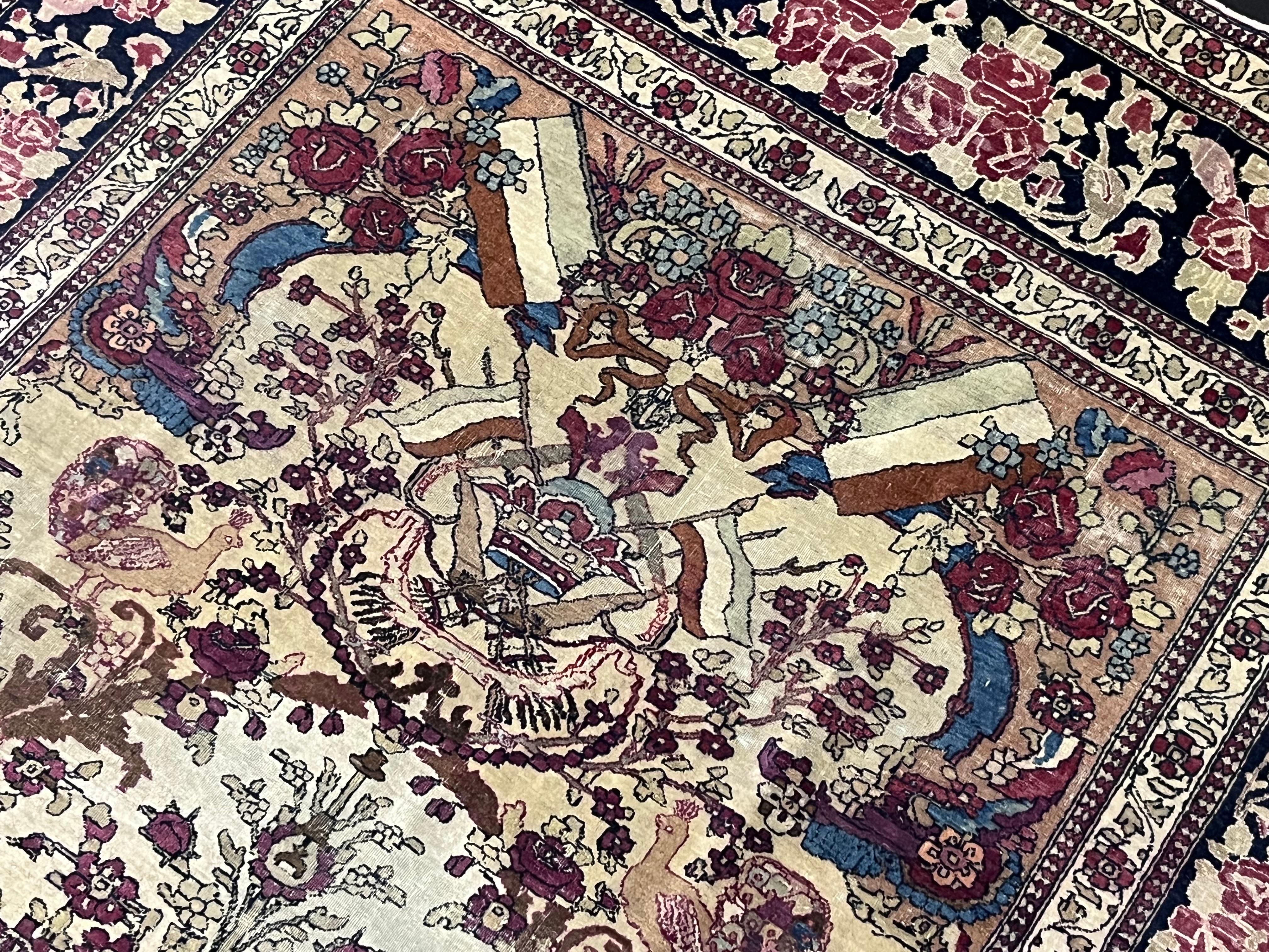 Feiner antiker persischer Teheran-Teppich 4'9