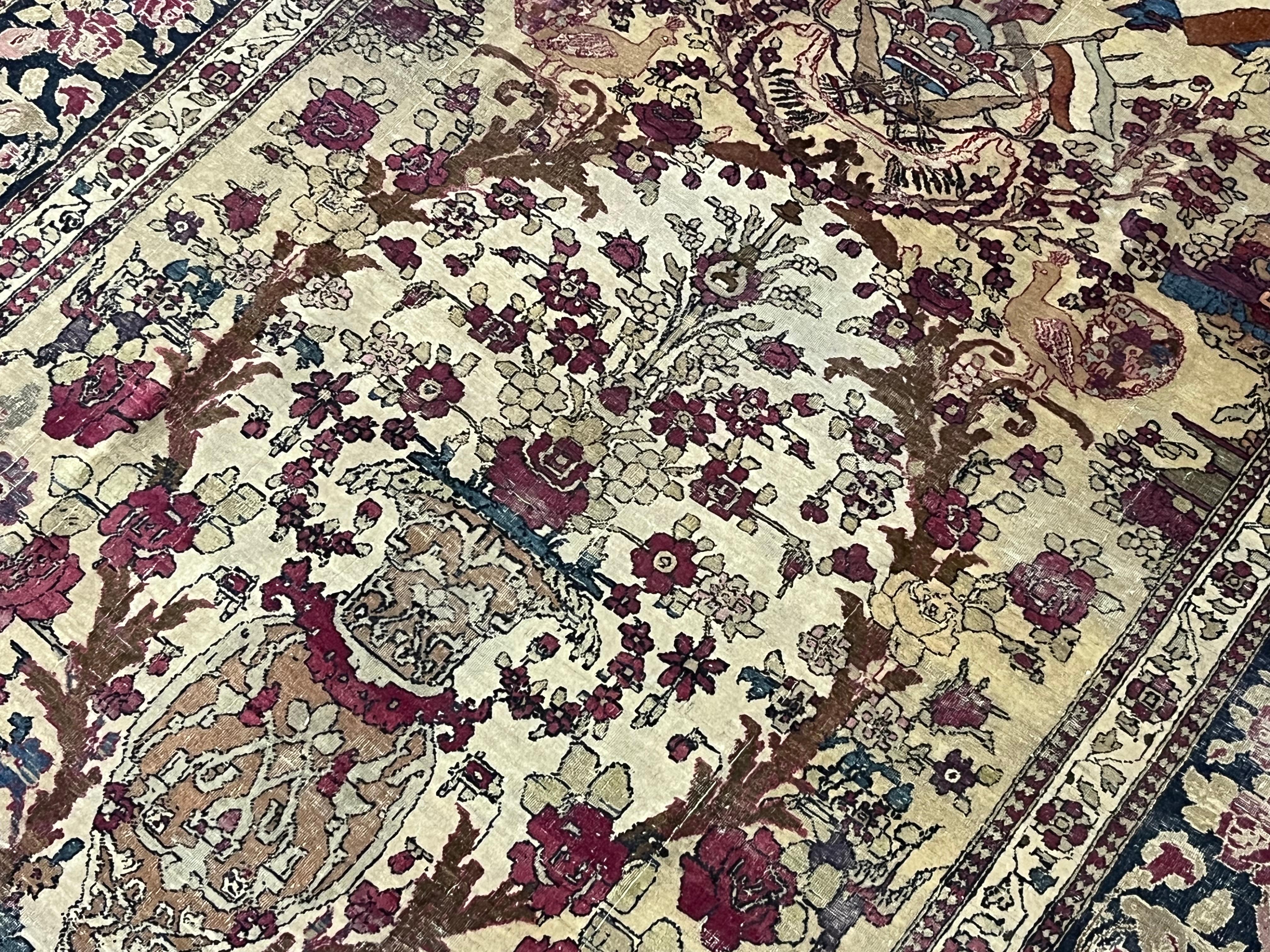 Feiner antiker persischer Teheran-Teppich 4'9