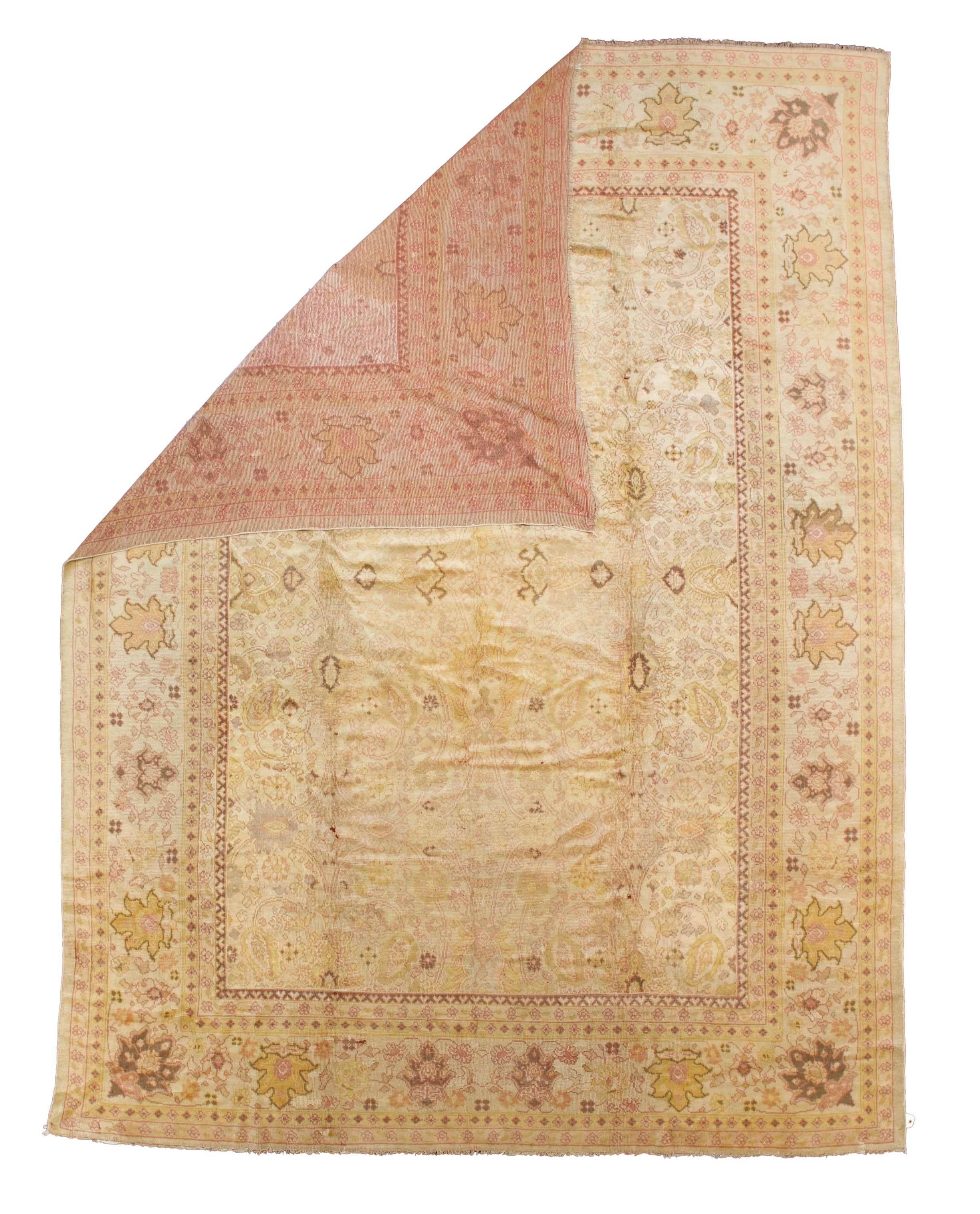 Feiner antiker türkischer Oushak-Teppich 9'6