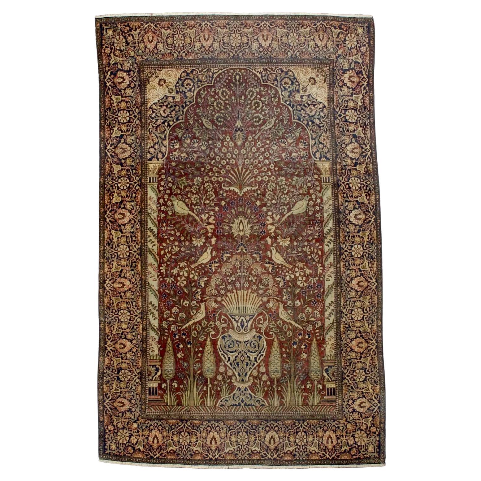 Feiner antiker persischer Mohtasham Kashan Teppich 4'0" x 6'5"