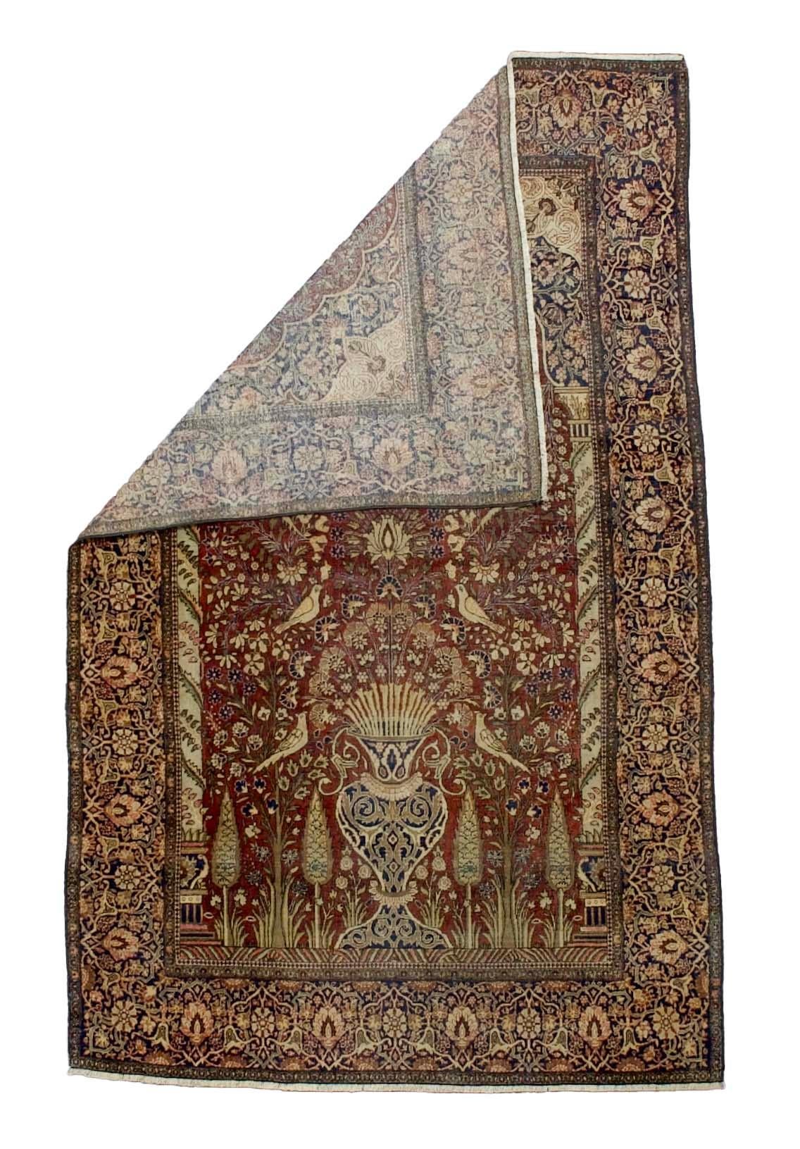 Feiner antiker persischer Mohtasham Kashan Teppich 4'0
