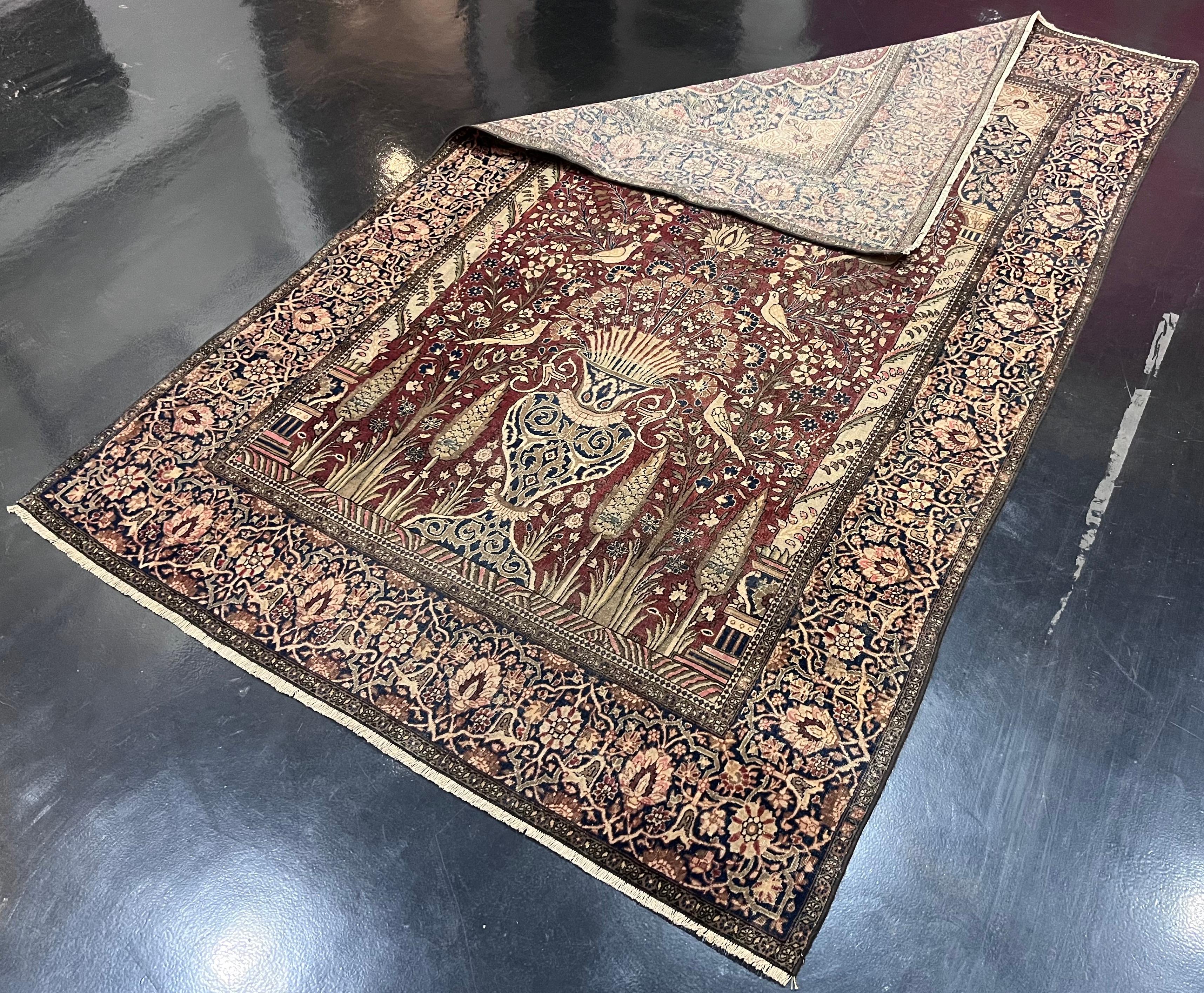 Feiner antiker persischer Mohtasham Kashan Teppich 4'0