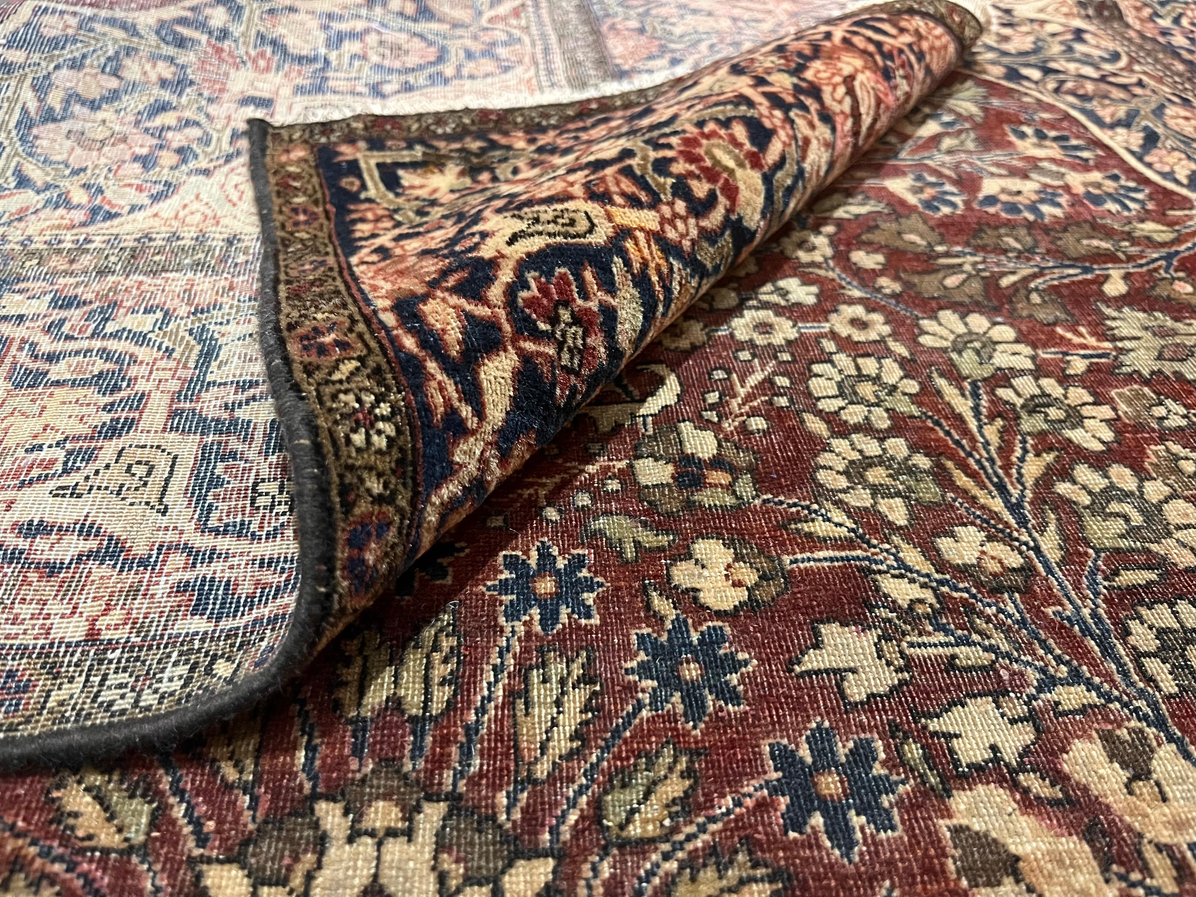 Feiner antiker persischer Mohtasham Kashan Teppich 4'0