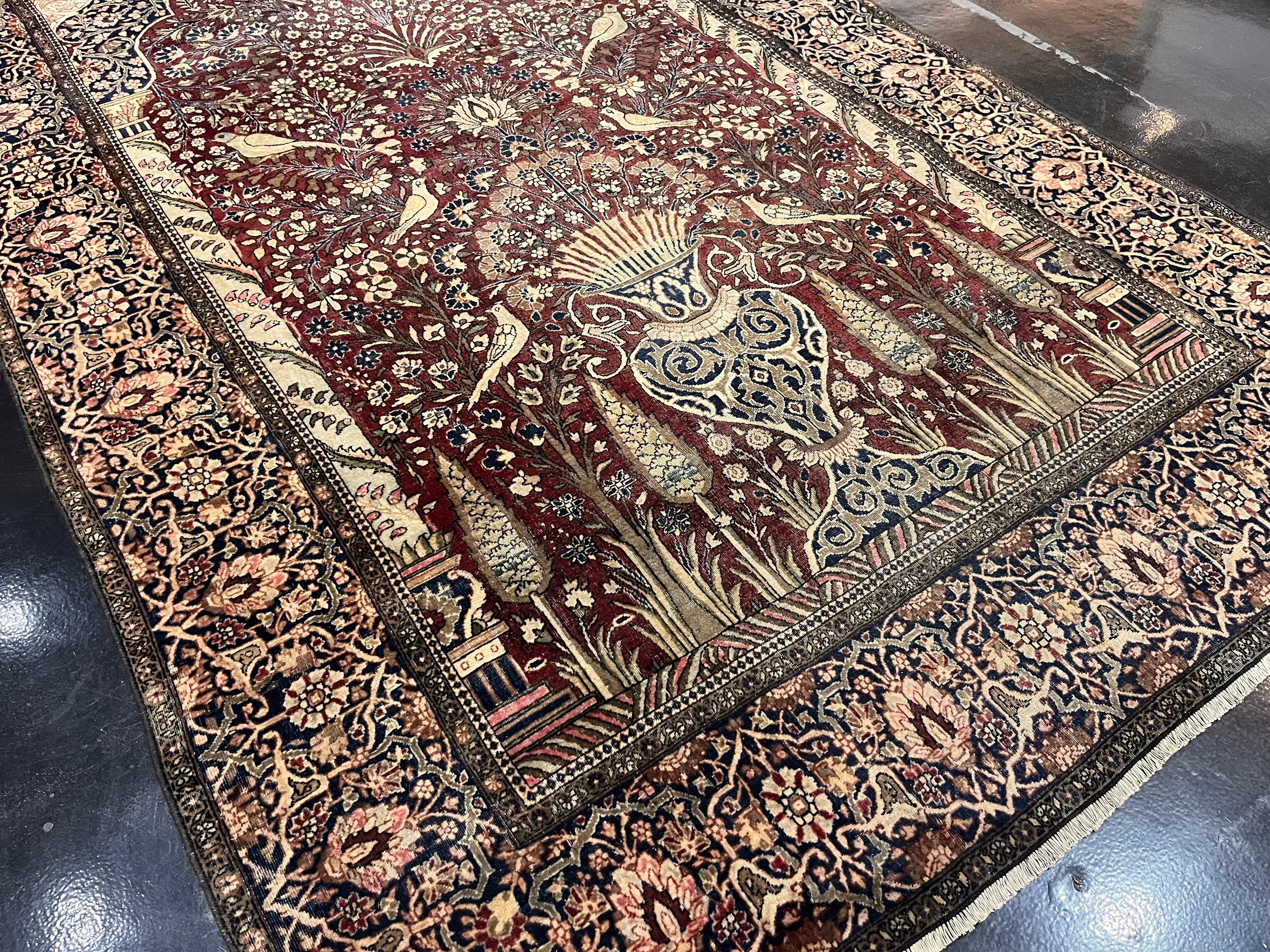 Feiner antiker persischer Mohtasham Kashan Teppich 4'0