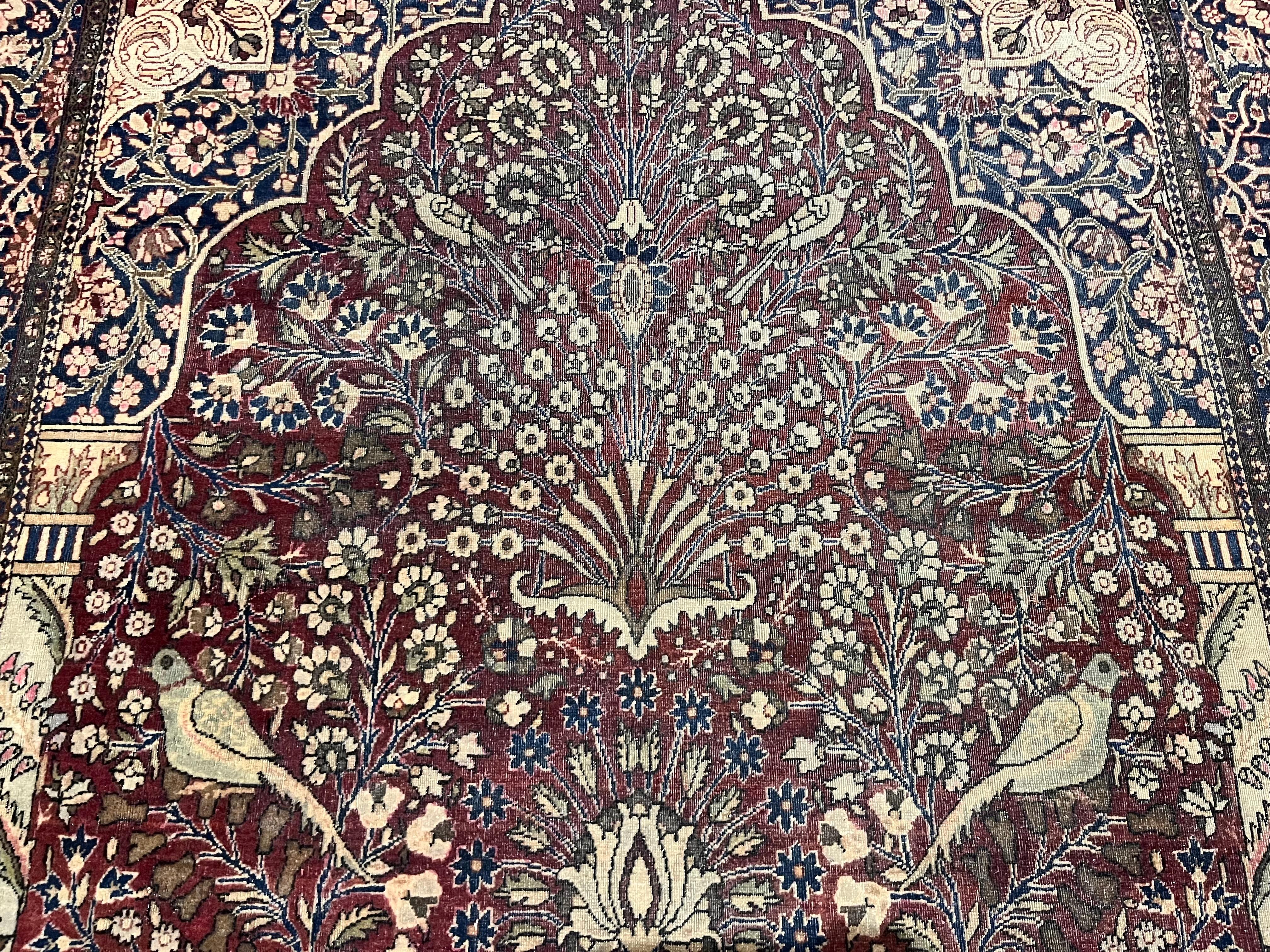 Feiner antiker persischer Mohtasham Kashan Teppich 4'0