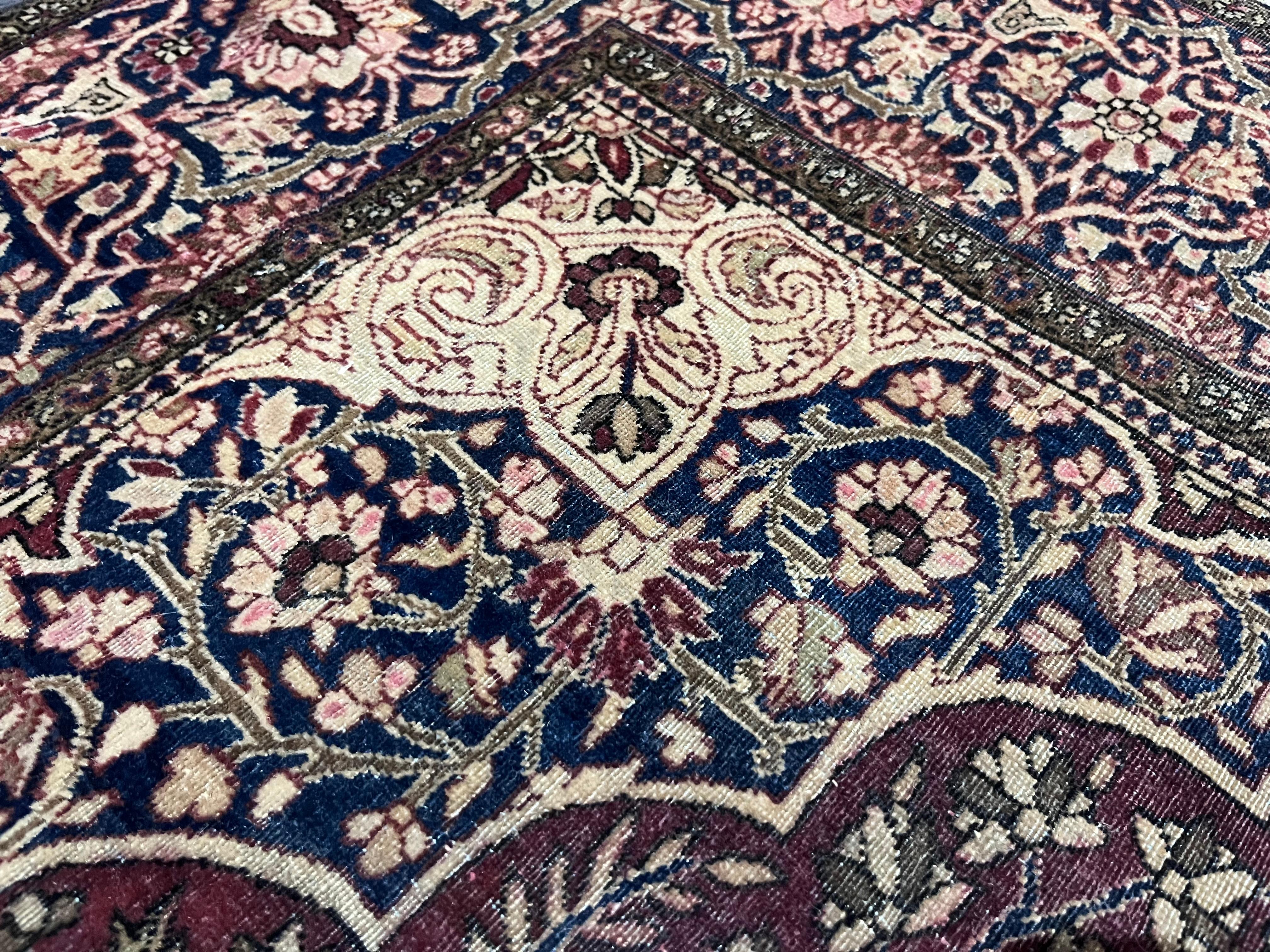 Feiner antiker persischer Mohtasham Kashan Teppich 4'0