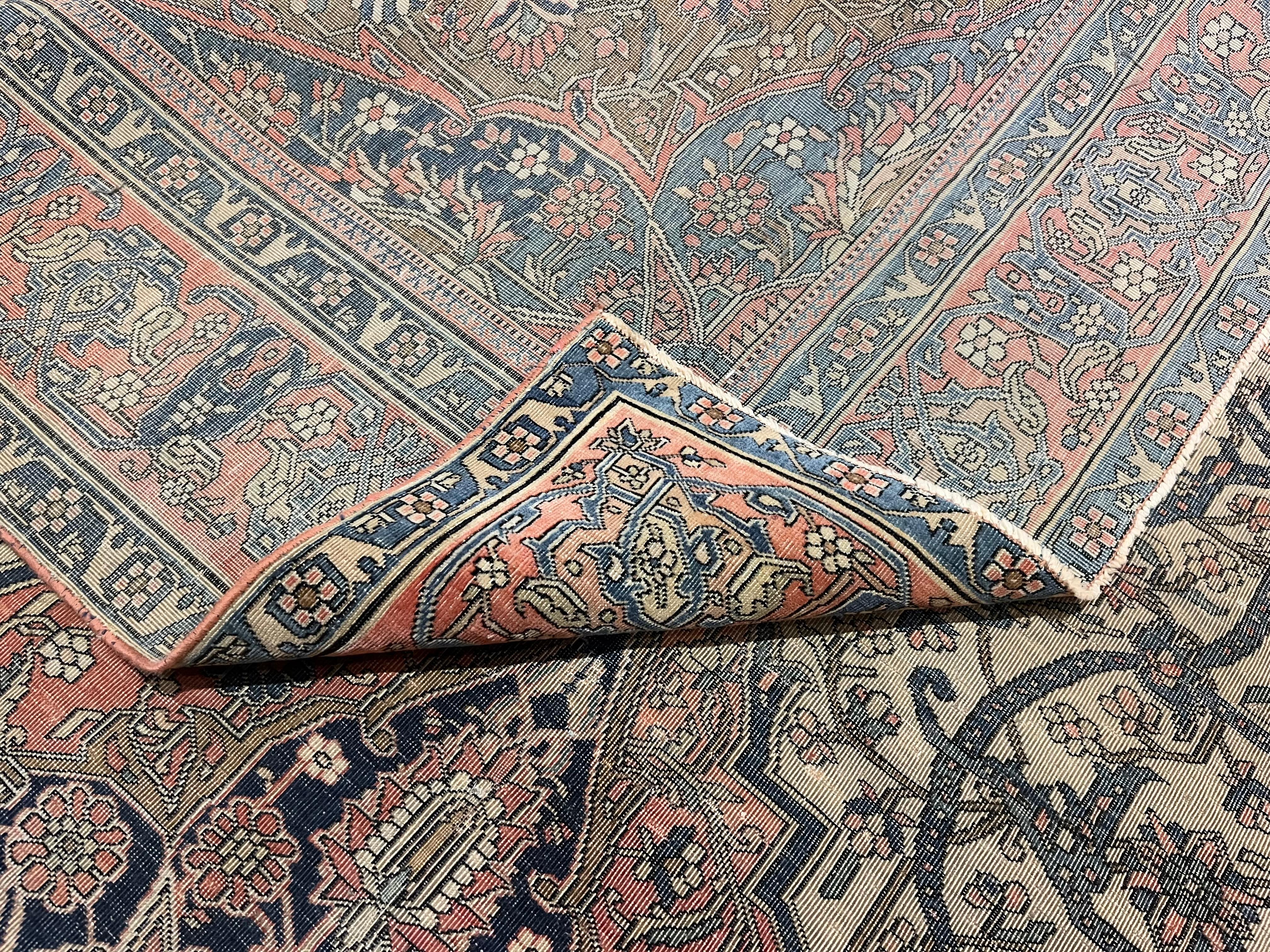 Feiner antiker persischer Mohtasham Kashan Teppich 4'7
