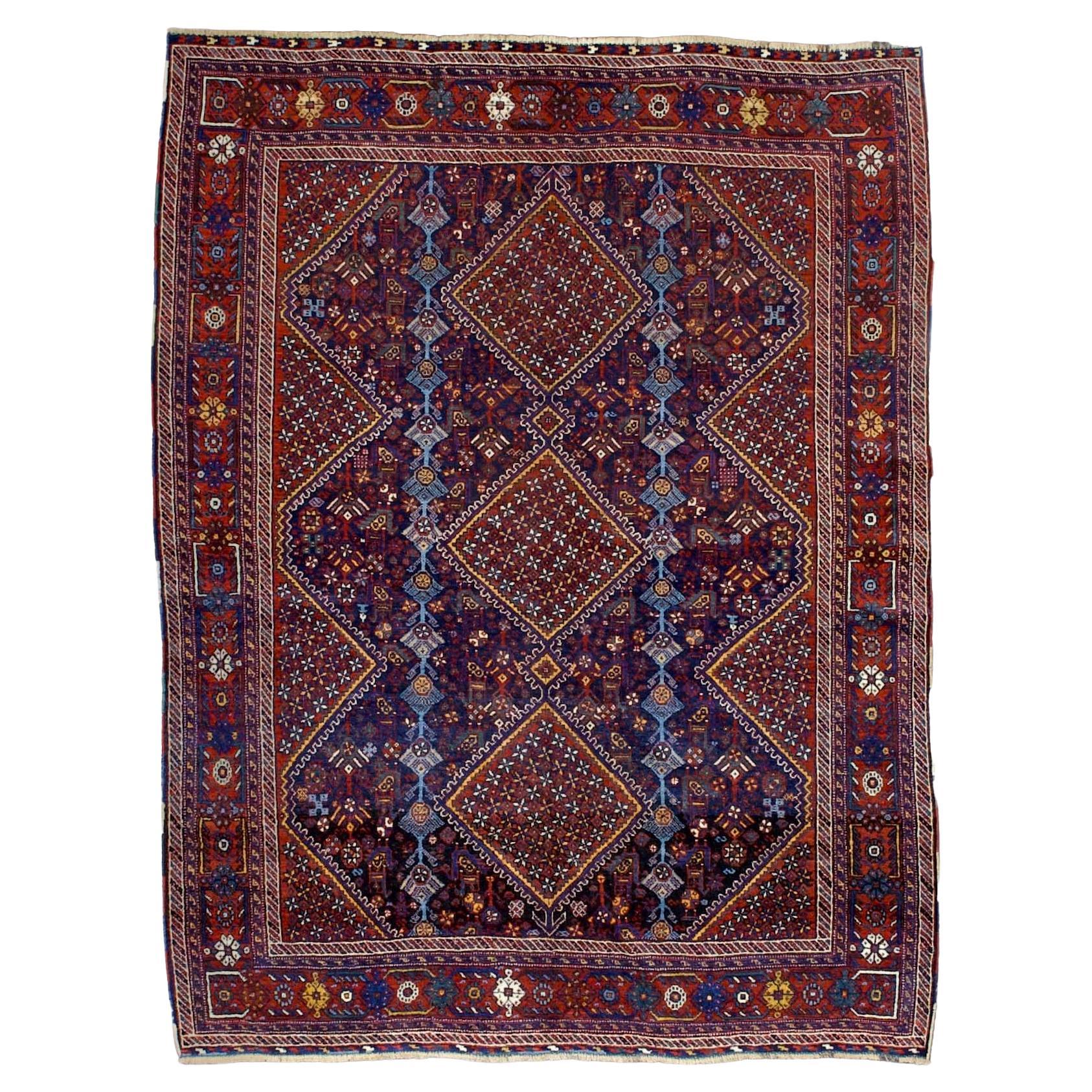 Antiker persischer Gaschgai-Teppich 5'4" x 7'1" im Angebot