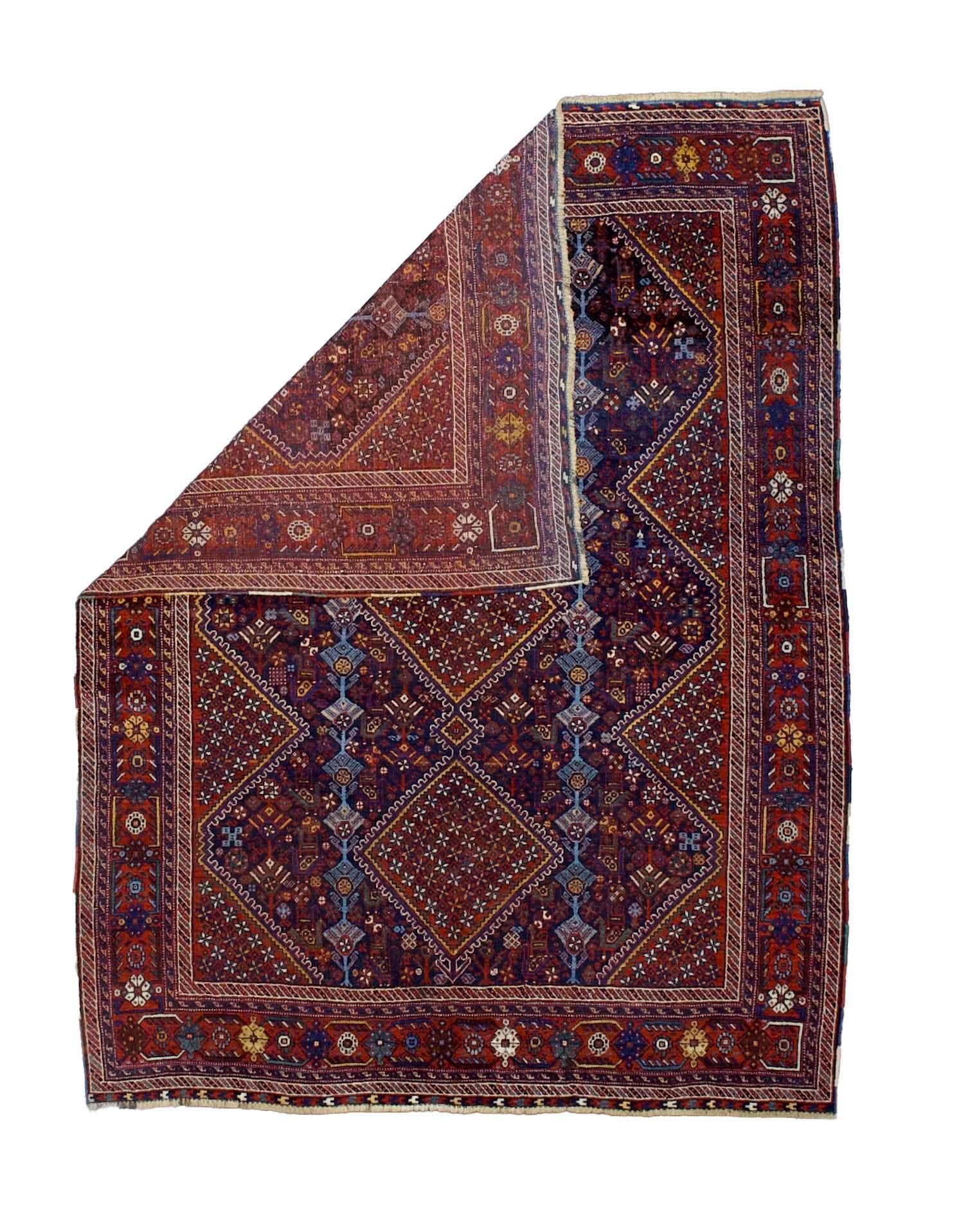Antiker persischer Gaschgai-Teppich 5'4