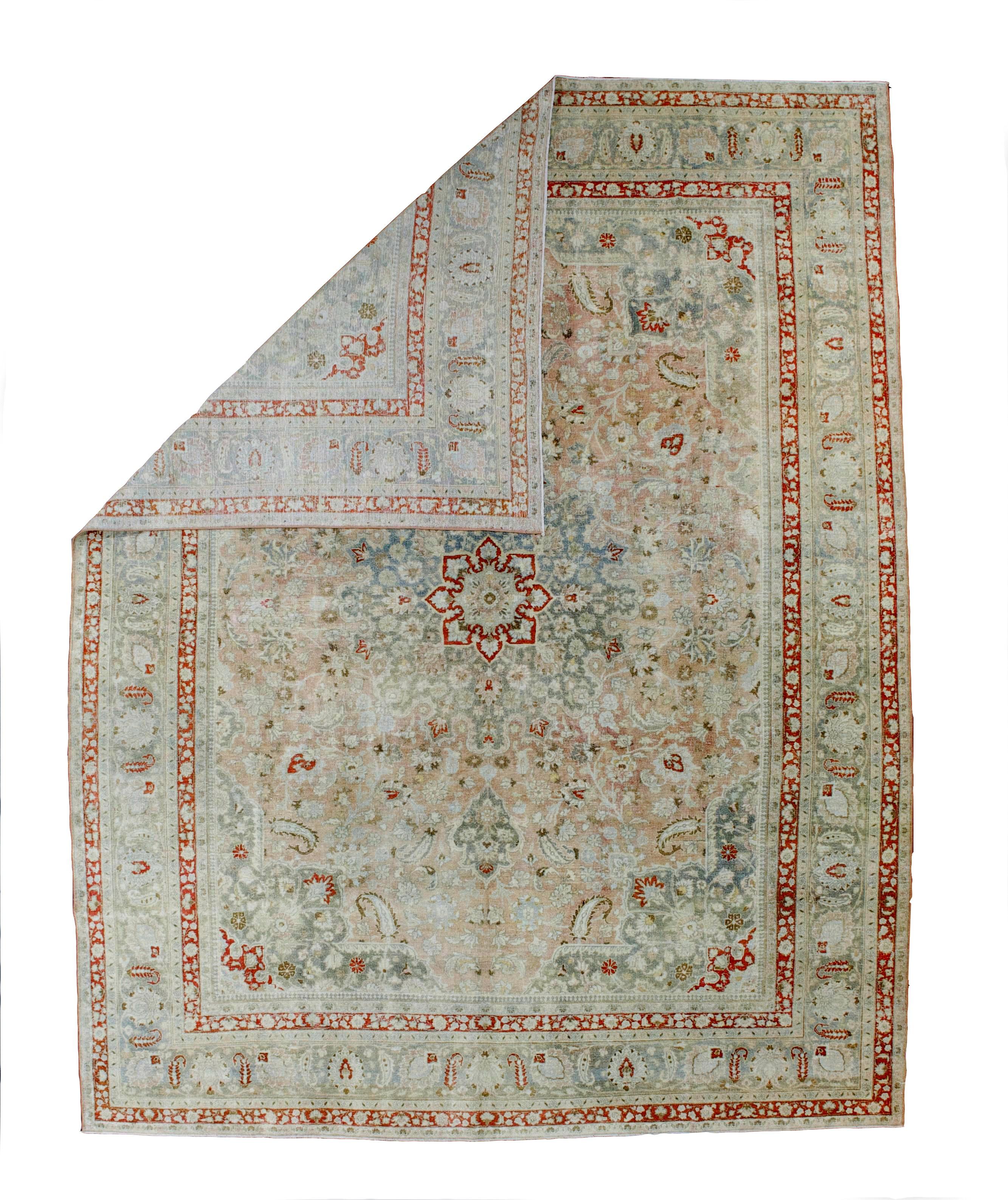 Fine Persian Tabriz Rug 10’ x 12’11”. The enormous output of carpets and scatters in virtually every style: medallion, centralized, directional or allover, trein a variety of densities from moderate to extremely fine, in wool, silk and combined,