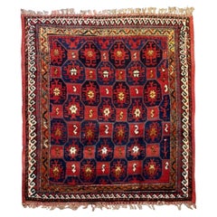 Persian Kurdish Area Rugs - Navy & Red Design