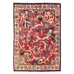 Antique Persian Small Rug - Mahal Design - Red & Ivory