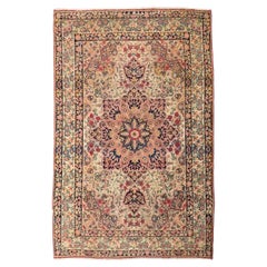 Alfombra Persa Kerman Pequeña Circa 1940 - Lana Marfil Rosa 73075